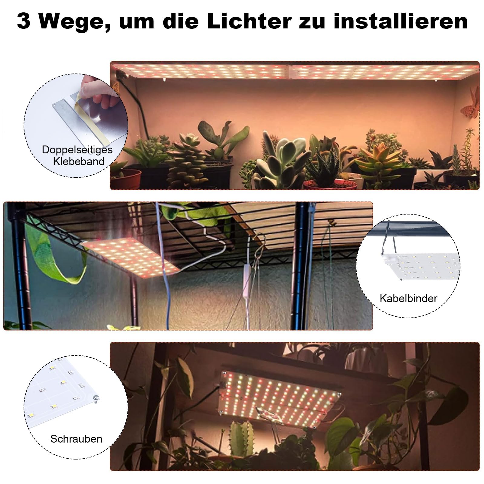 Pflanzenlampe led vollspektrum (3-Modi), Wachstumslampe 10-stufige dimmbare Pflanze Grow Light,4/8/12H Timer grow lampe,304 LEDs unter Cabinet uv lampe pflanzen