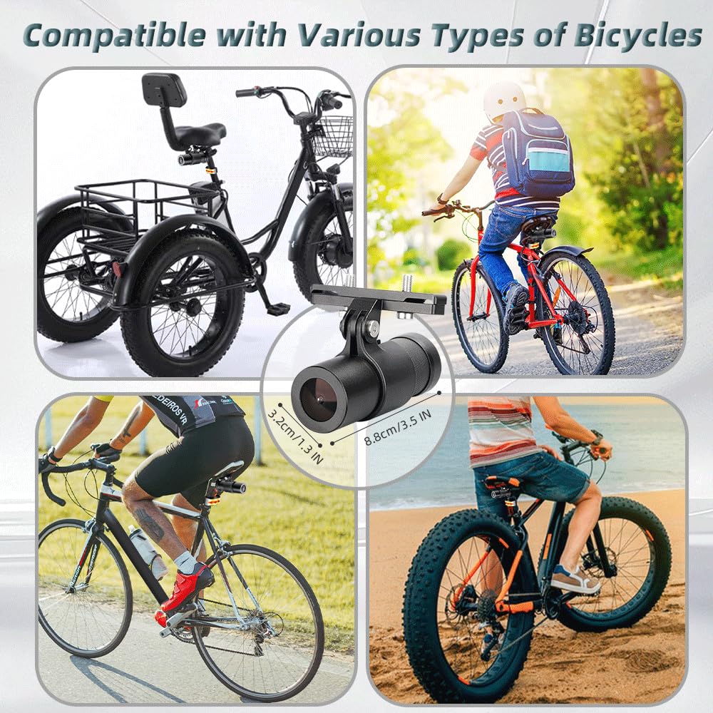VSYSTO Fahrradkamera Rückfahrkamera, HD 1080P Action Kamera, 150° Weitwinkel Sport Action Kamera wasserdichte, Starlight Nachtsicht, Schleifenaufzeichnung, G-Sensor, WiFi(Schwarz-WD)