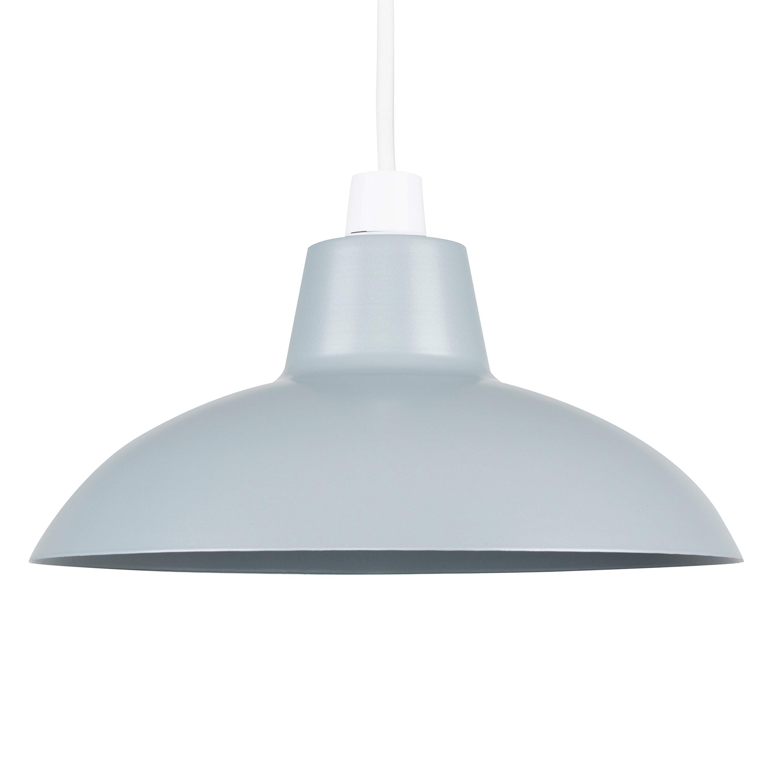 MiniSun | Retro Style Gloss Grey Metal Ceiling Light Shade | Pendant Lights, Home Décor & Improvement Essential | Includes 10W LED Bulb [3000K Warm White] | 28.8cm Shade Width