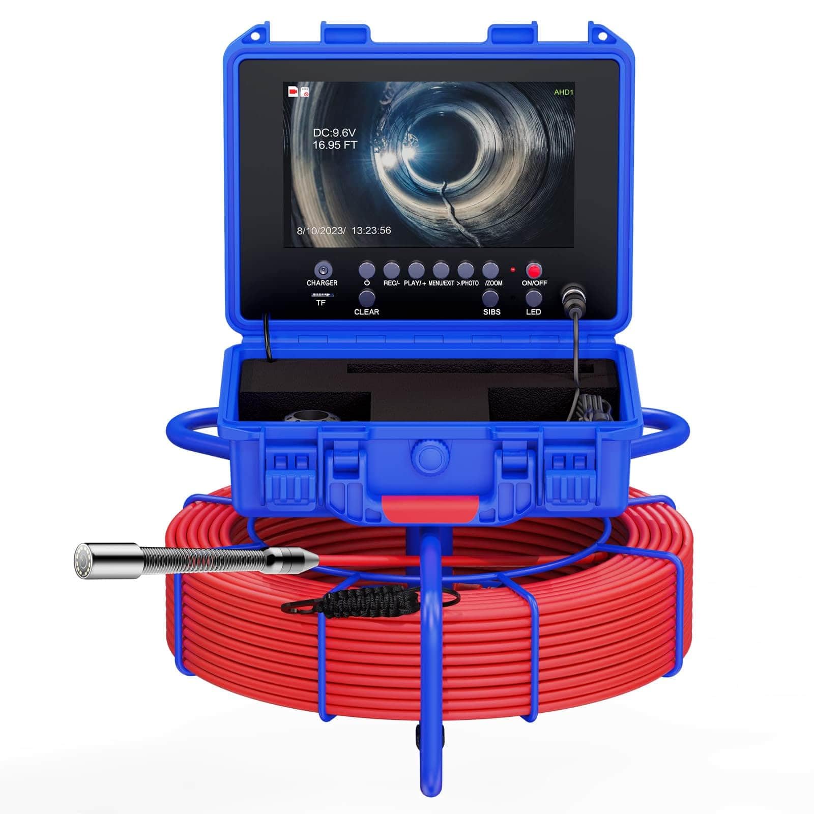 Pipe Inspection Camera 7mm Diameter IP68 Drain Pipeline Video Industrial Endoscope Borescope 512HZ Self-Leveling Meter Counter 9