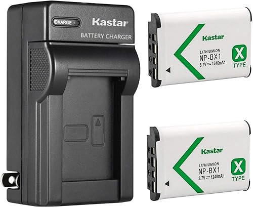 Kastar Paquete de 2 baterías NP-BX1 y cargador de pared CA de repuesto para Sony HDR-PJ270E, HDR-PJ405, HDR-PJ410, HDR-PJ440, Vlog Camera ZV-1,