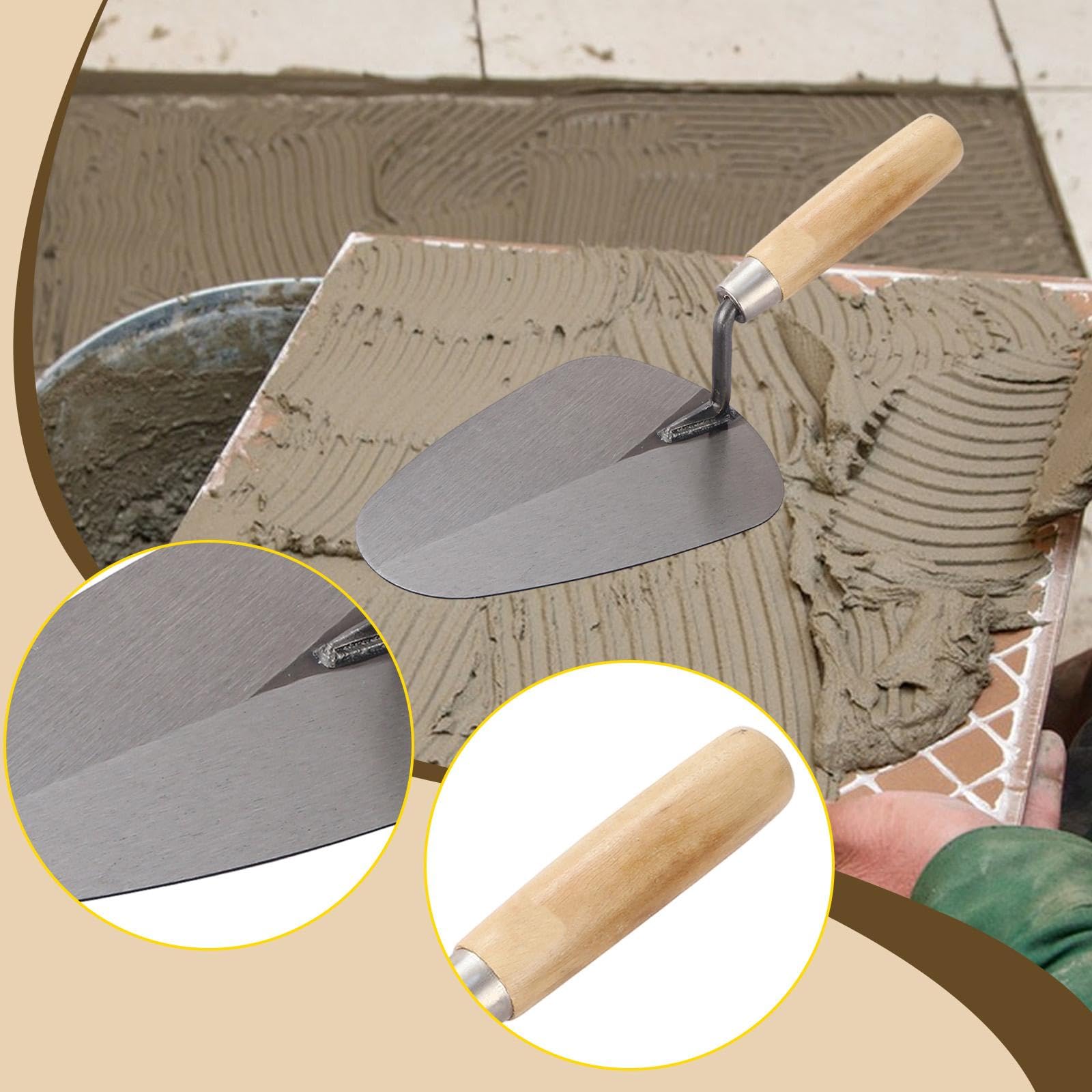 Gralara Truelle pour Béton Outil Manuel Maçonnerie Truelle de Briqueteur Poignée Ergonomique En Bois Finition Lisse Adaptée à La Rénovation Pose de Carrelage, 30cm