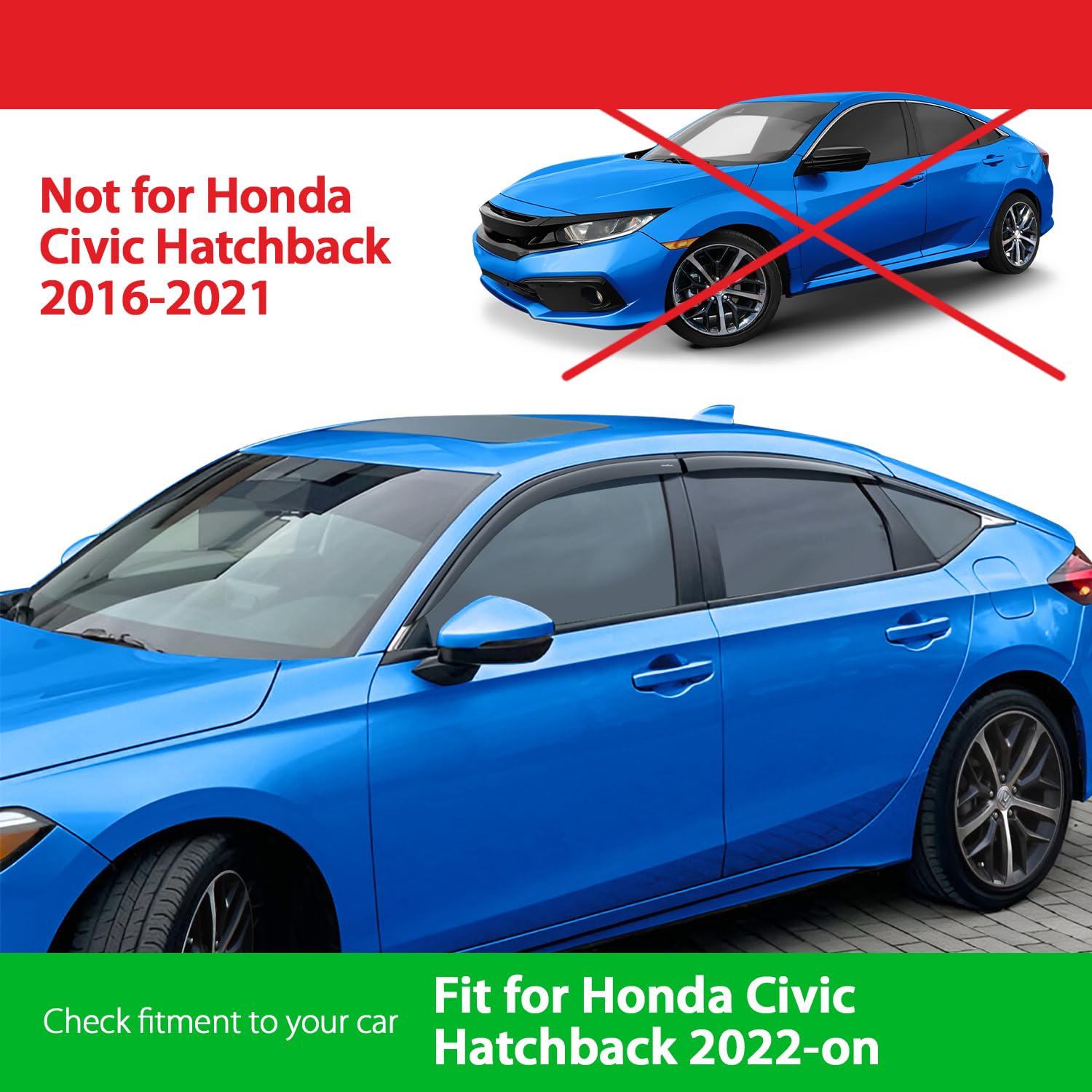 Déflecteurs D'air Pour Honda Civic 5 Portes Type R 2022-2026 - Lot De 4 - 3