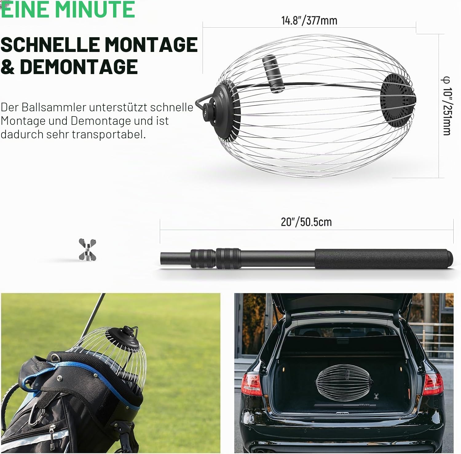 NEEWER Tennisball Sammler, teleskopierbarer Tennisbälle Rollsammler