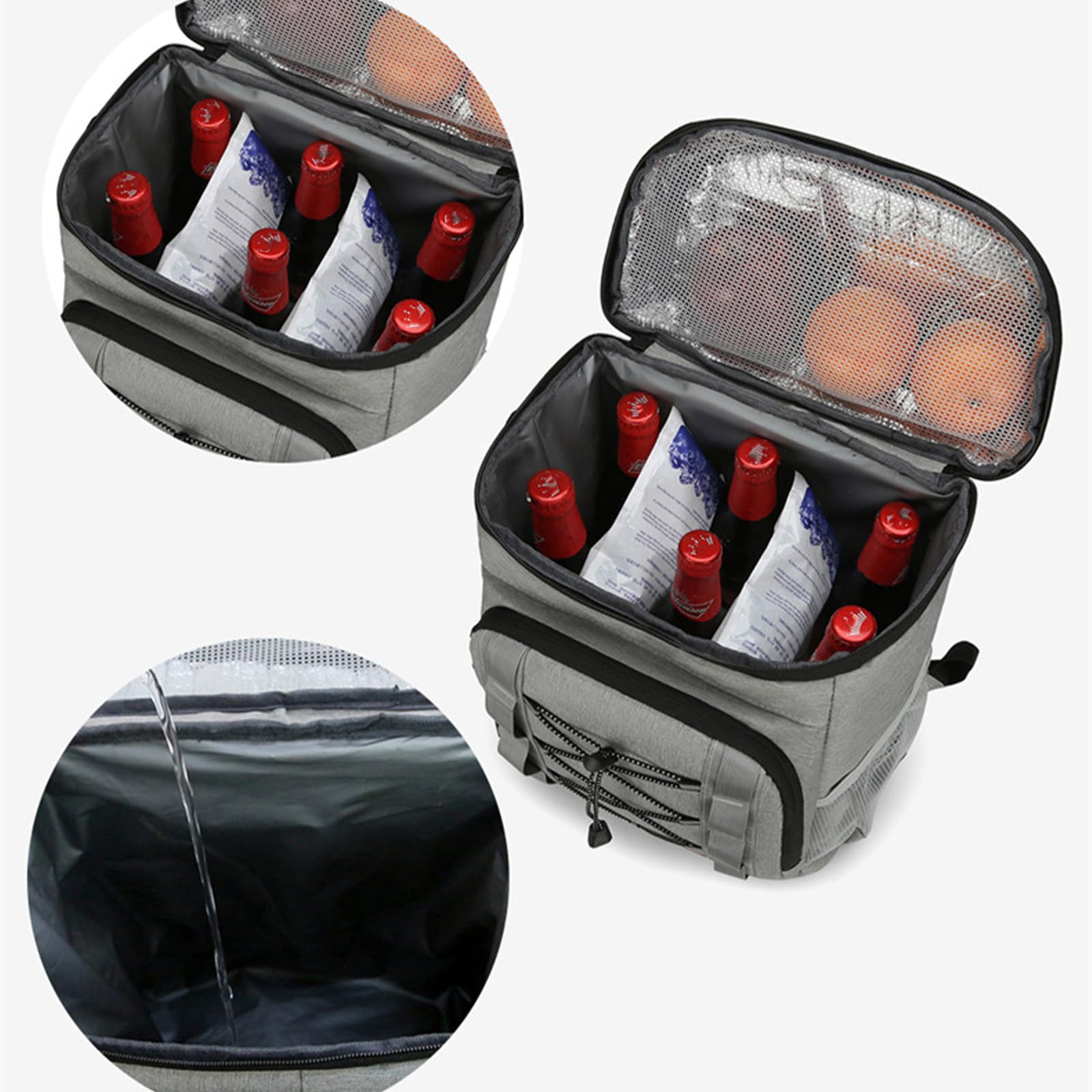 Zaino termico termico da 30 l, grande capacità, per picnic, picnic, spiaggia, campeggio, colore nero