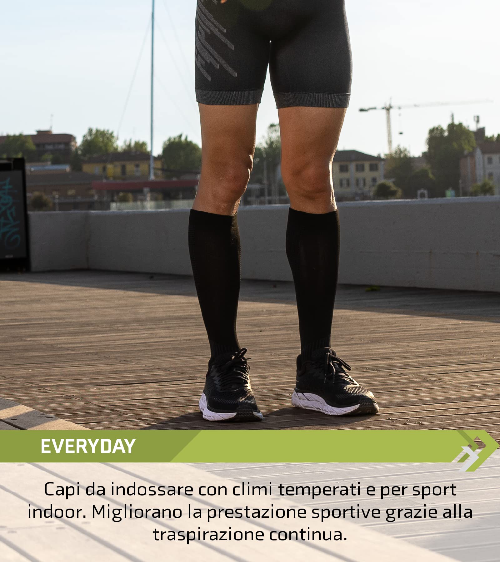 BIOTEX Calza a Compressione 3D Unisex per Ciclismo e Running, Calza Lunga Traspirante, Intimo Tecnico Sportivo