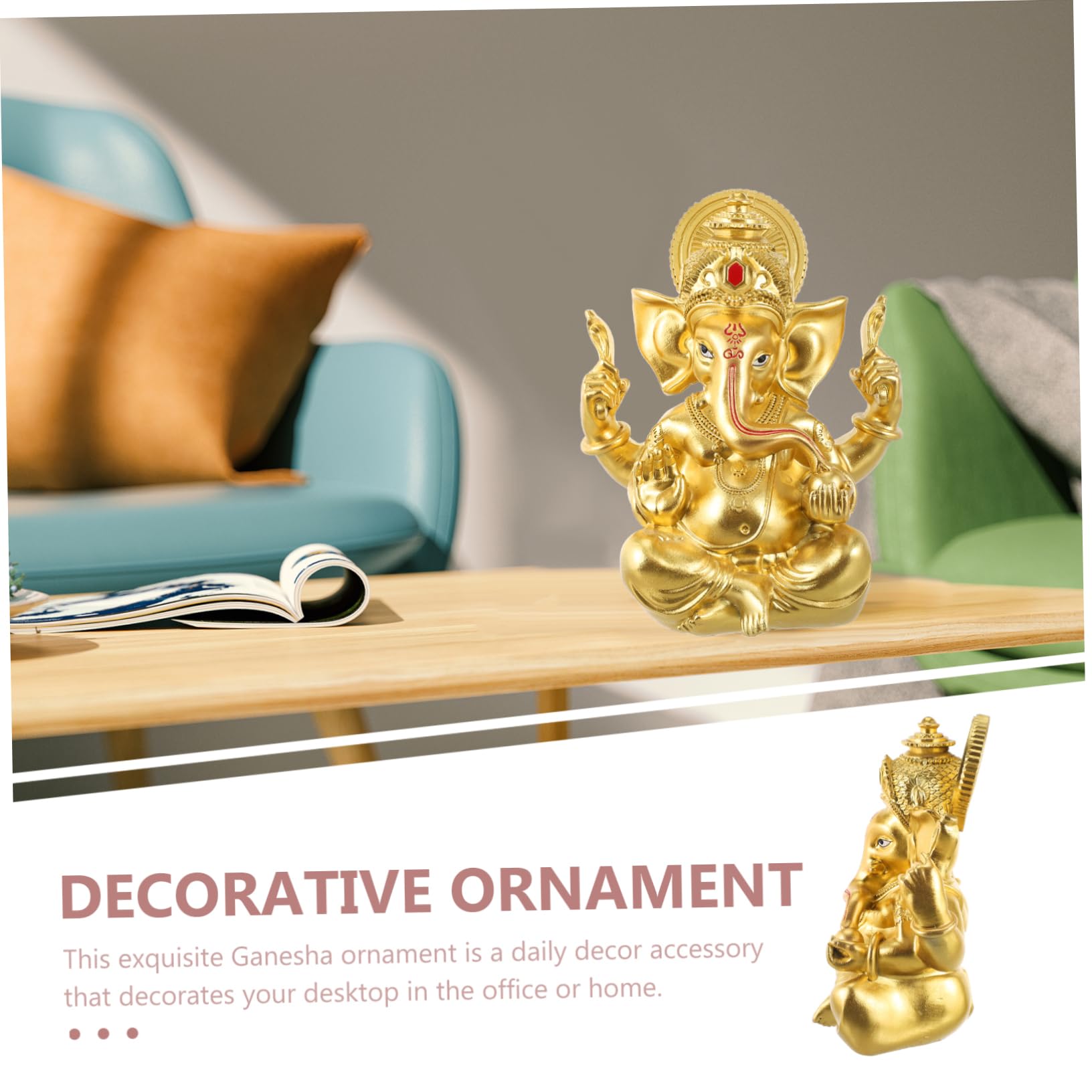 UKCOCO Estatua Artesanía Decorativa Única y Delicada de Resina Dorada de Elefante Resistente al Desvanecimiento para Decoración de Escritorio Interior