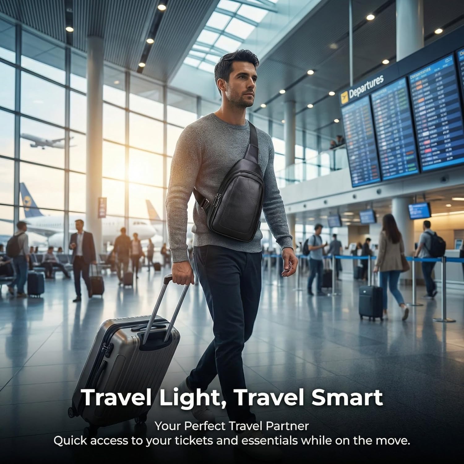 Men's Chest Bag,Sling Crossbody Shoulder Bag,Satchel Pouch Side Crossover Bag,Casual Bag Pack for Travel Daily - Image 4