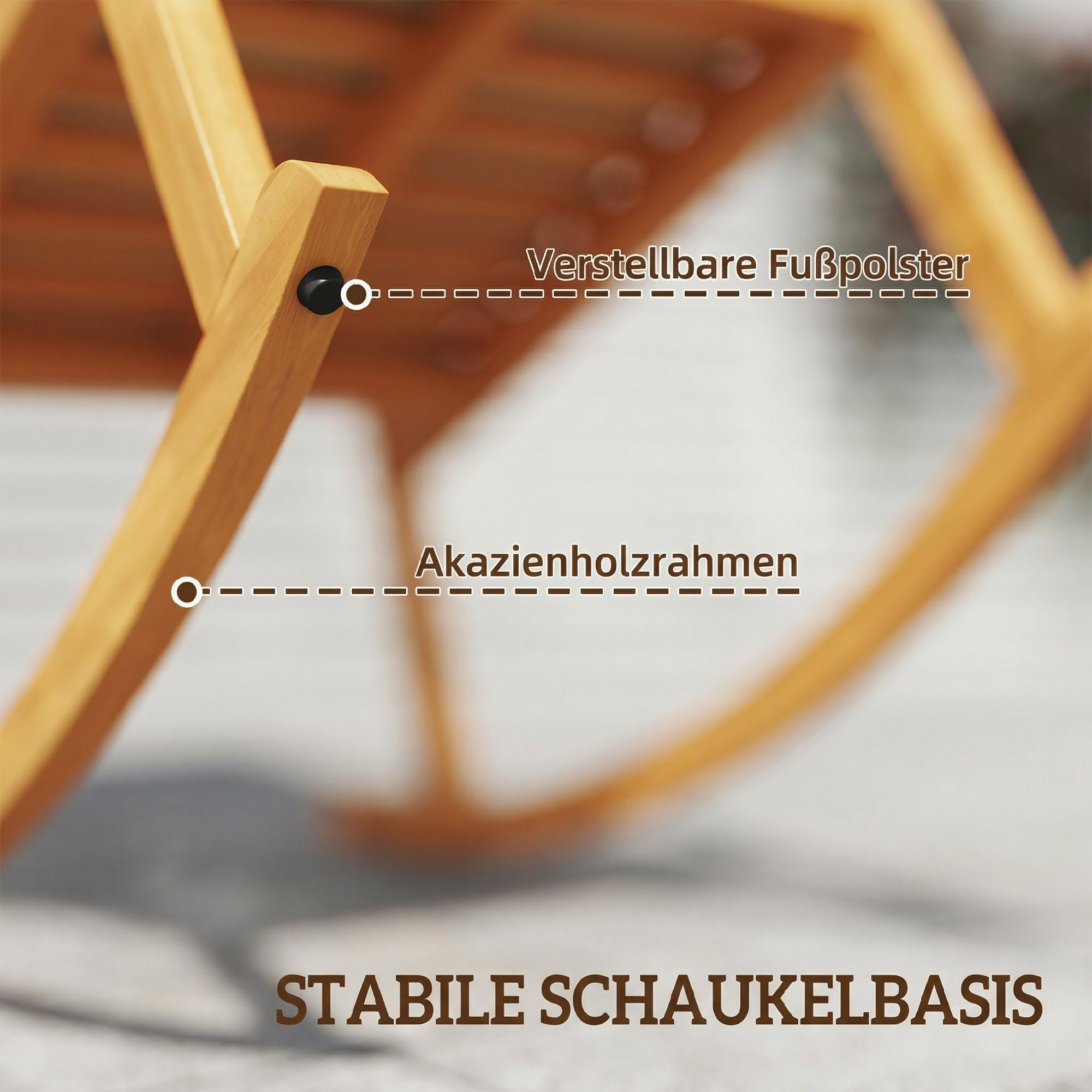 Outsunny Schaukelstuhl aus Akazienholz Schaukelsessel mit hoher Rückenlehne Kissen, Gartenstuhl bis 160 kg Outdoor Relaxstuhl Schwingsessel für Garten Balkon Hof Terrasse 60 x 89 x 107 cm Beige