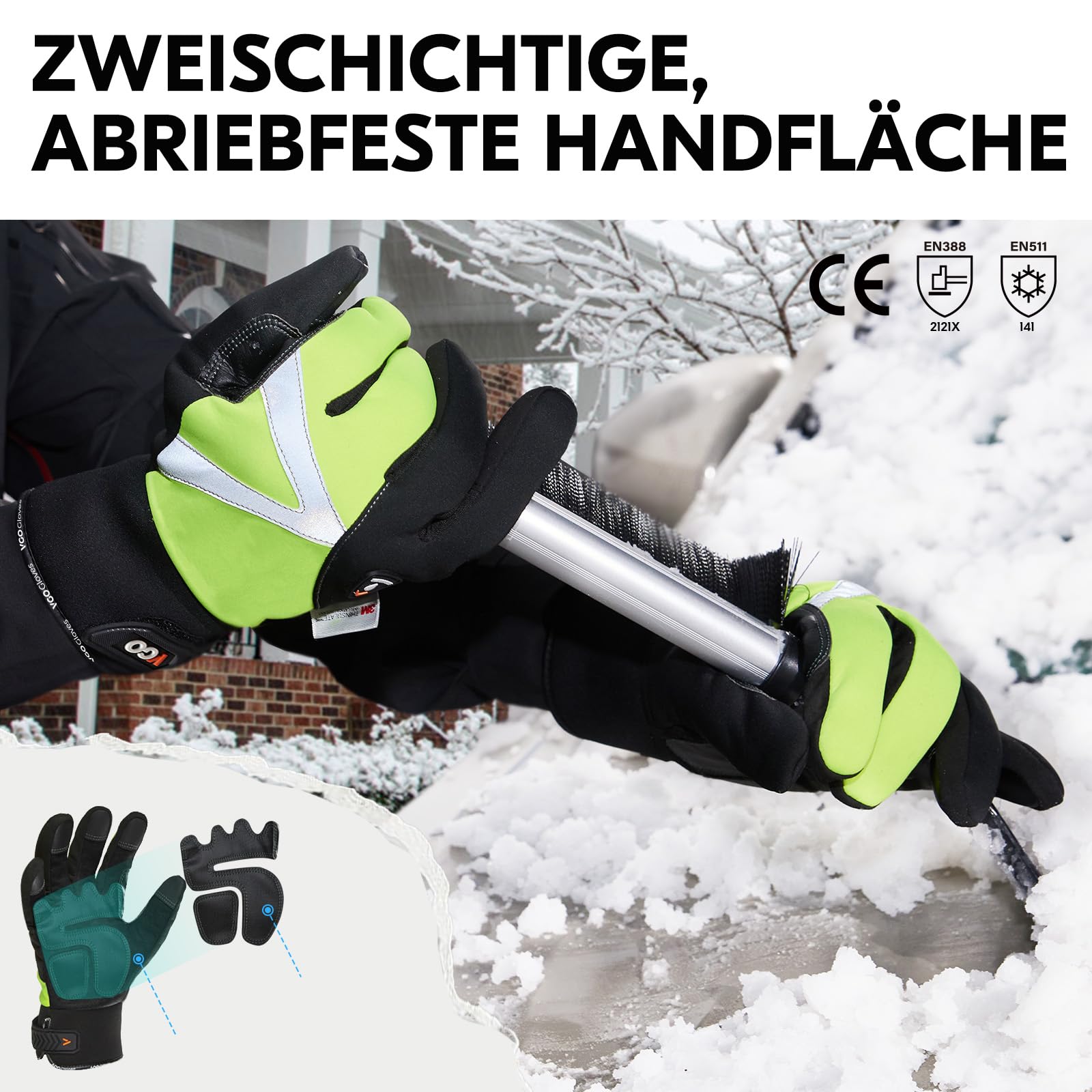 Vgo... 1 Paar Arbeitshandschuhe Herren,Mechanikerhandschuhe Männer,Anti-Vibrationshandschuhe für Elektrowerkzeuge