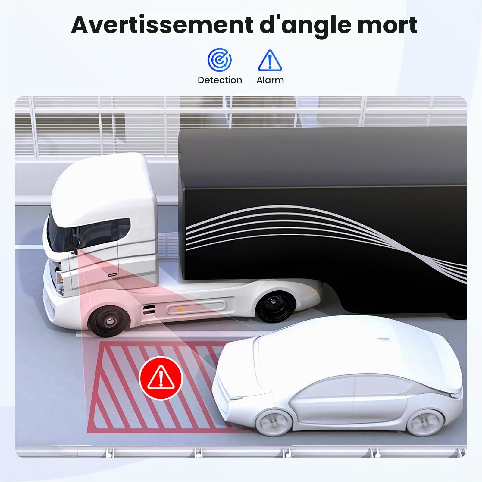 Hodozzy Caméra de Recul Numérique sans Fil, IPS Ecran 9 Pouces Monitrur Kit avec Avertisseur d'angle Mort,Camera Recul Étanche Vision Nocturne,Enregistrement en Boucle Camions/Remorques/Bus(12v-24V)