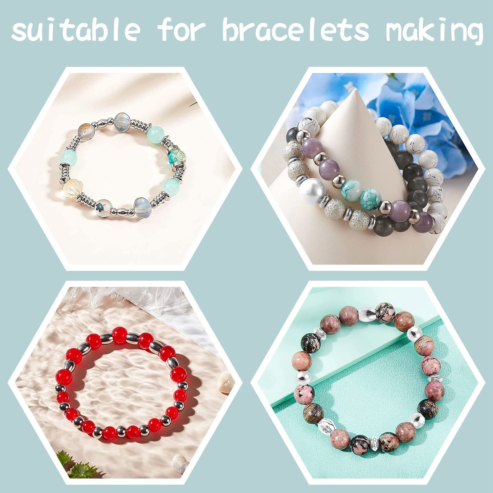 Perline rotonde ondulate in argento sterling, perline per bracciali