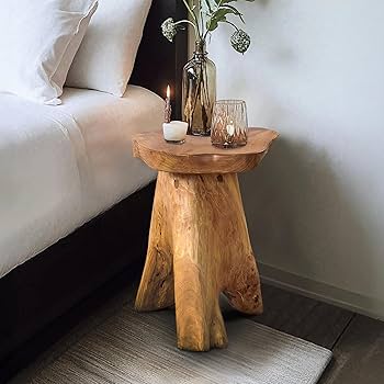 Vintage Furniture Natural Antique Wood Stool Side Table Wooden