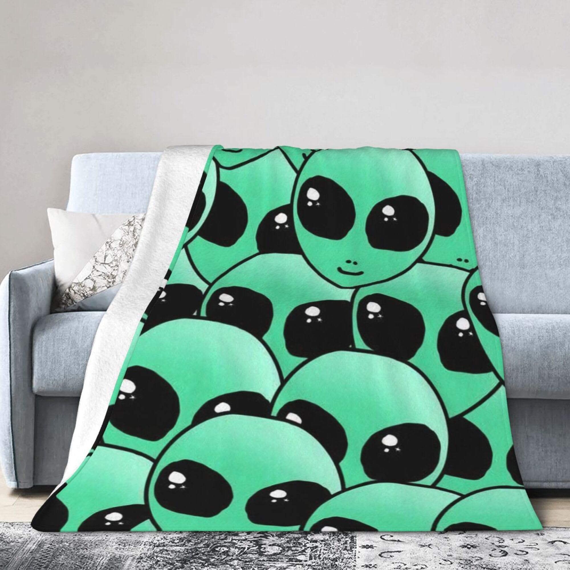 Melbrakin Black Alien Invasion Blanket Super Soft Flannel Blanket Comfy Cozy Throw Blanket Couch Lightweight Blankets For Living Room Bedroom 50"X40"