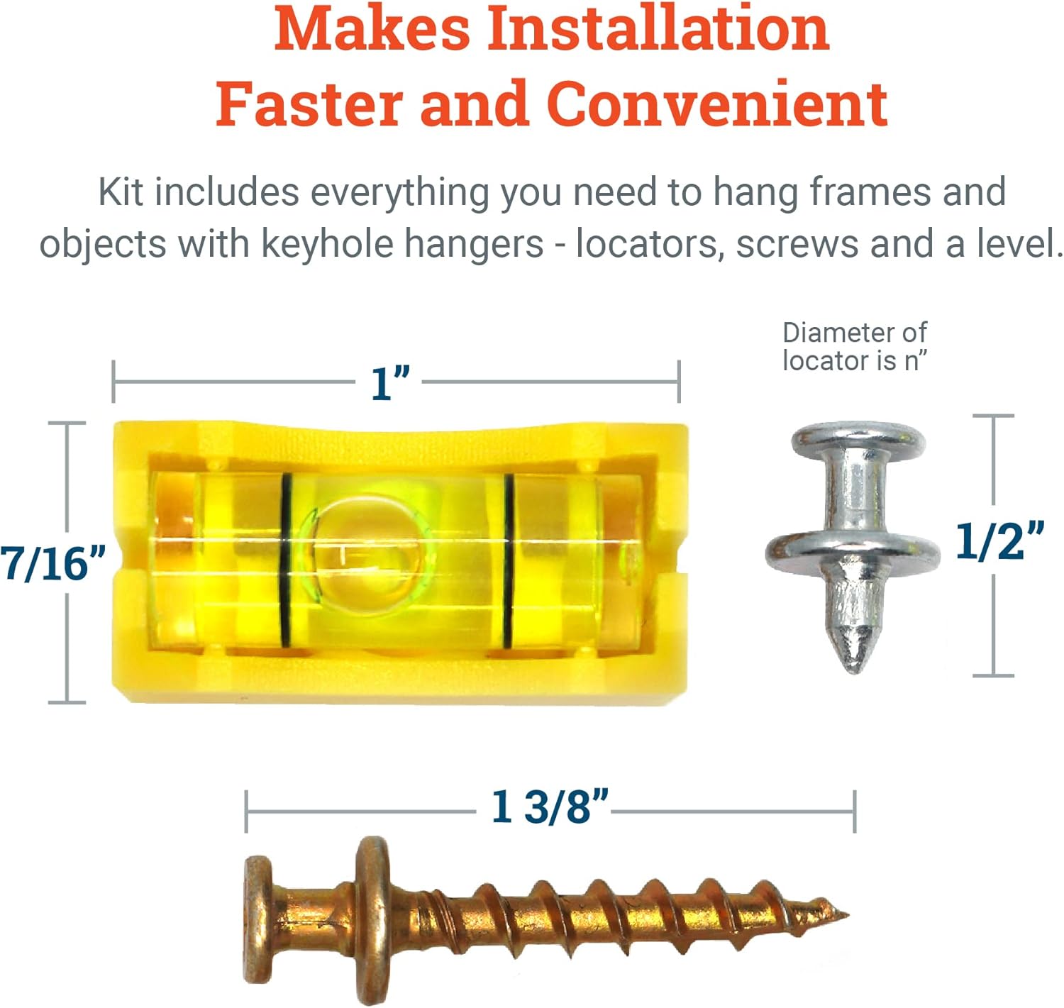 PHS Picture Hanging Kit with Keyhole Mounting Tool Set - Frame Kit for Wall Art - Holds 30 lbs in Drywall, 100 lbs in Wood Stud - Easy Picture Hanging Tool for 3 Frames