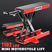 Vista 6 de DNA Motoring - Soporte elevador de tijera de acero para moto y ATV, con sillín y almohadilla de goma, 2 en 1, 1100 libras (500 kg), rango