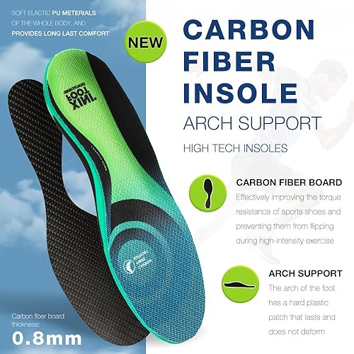 Miniatura 6 de XINIFOOT Plantillas de rendimiento de fibra de carbono que absorben los golpes, plantillas deportivas para correr, baloncesto, atletismo, plantillas