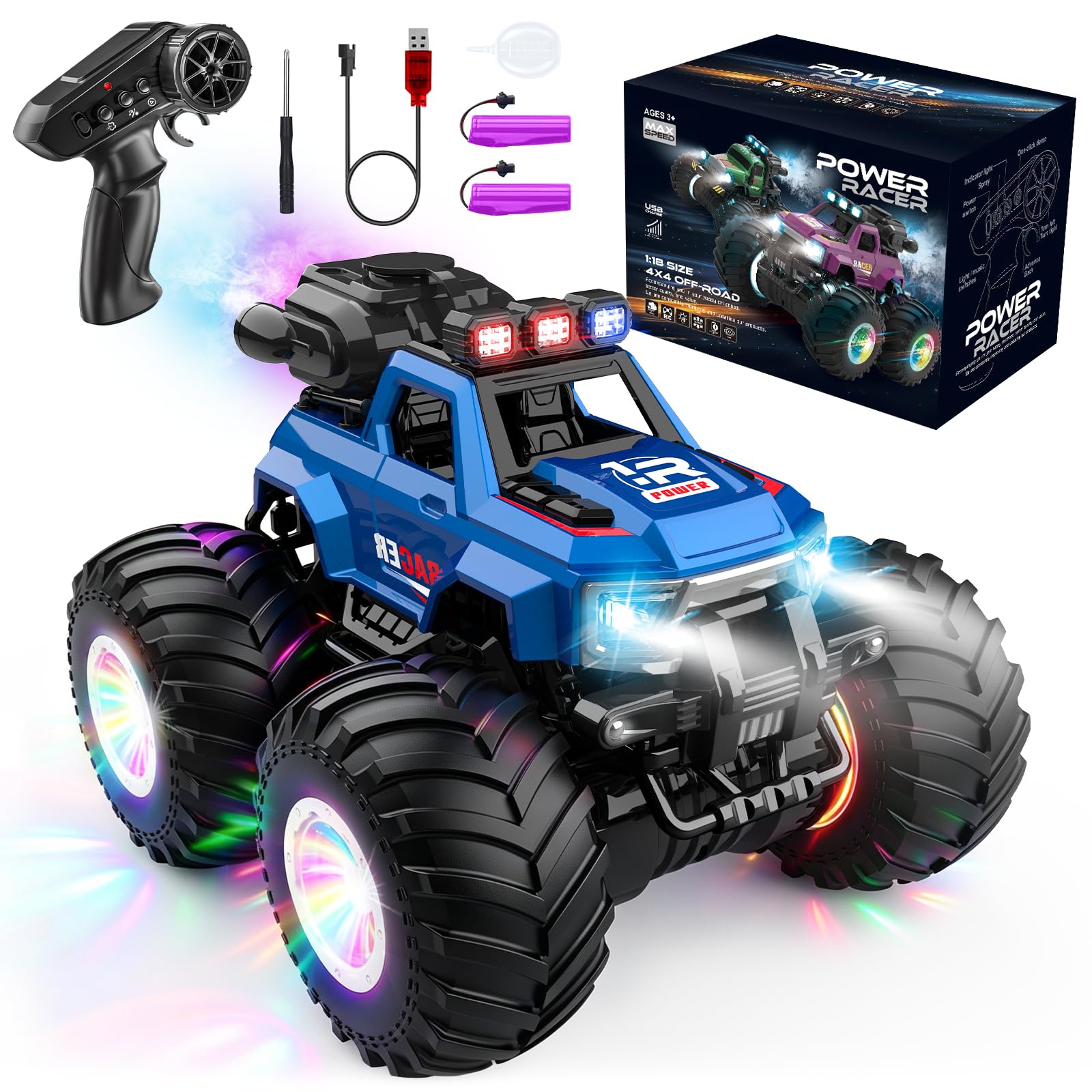 GYMSTR 1:20 Remote Control Cars for Kids With Light & Music, Kids Remote Control Car Off-road Truck Toy - Christmas Easter Birthday Gift Boys Toys Age 3 4 5 6 7 8+ — image 1