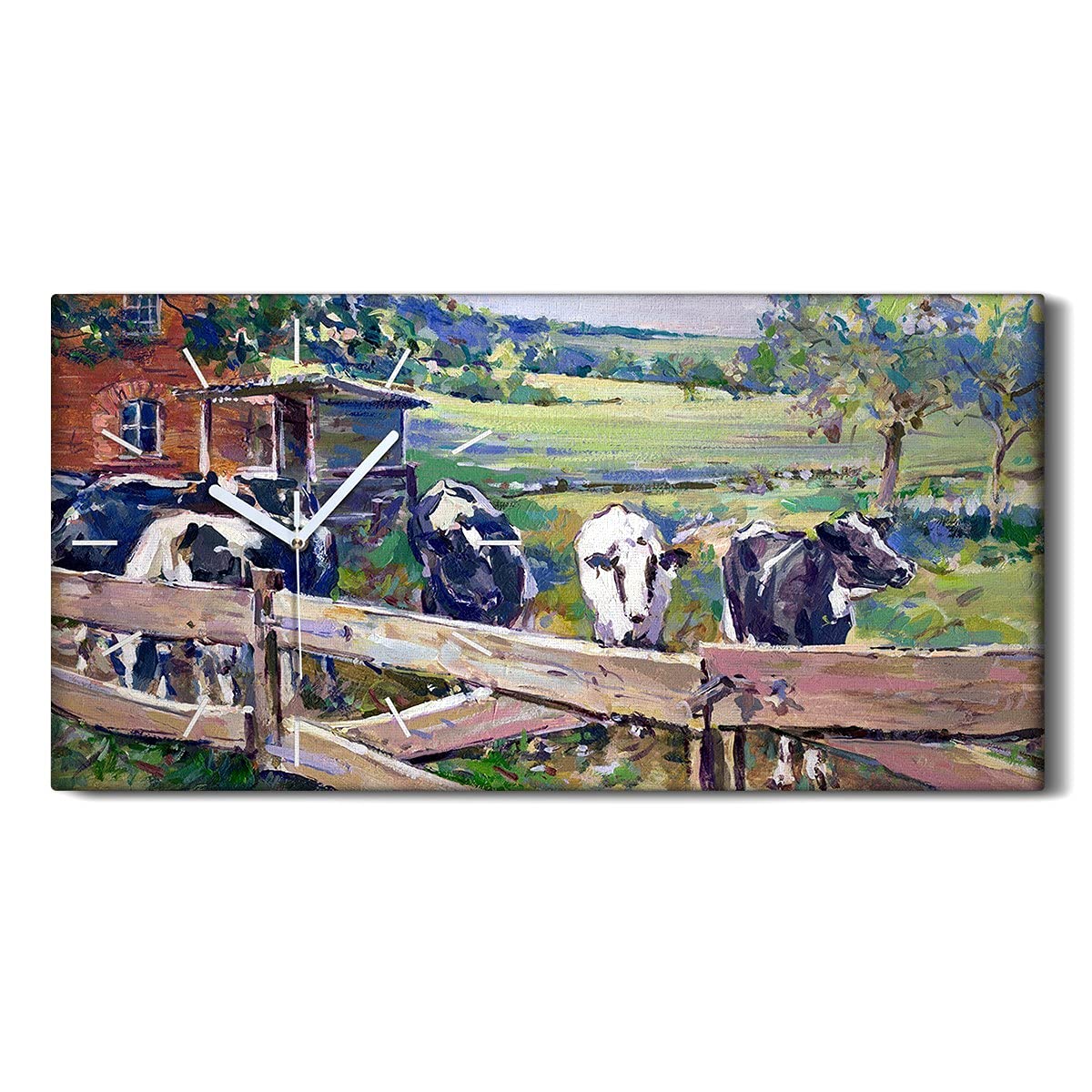 Horloge sur toile silencieuse pour chambre déco ferme 60x30