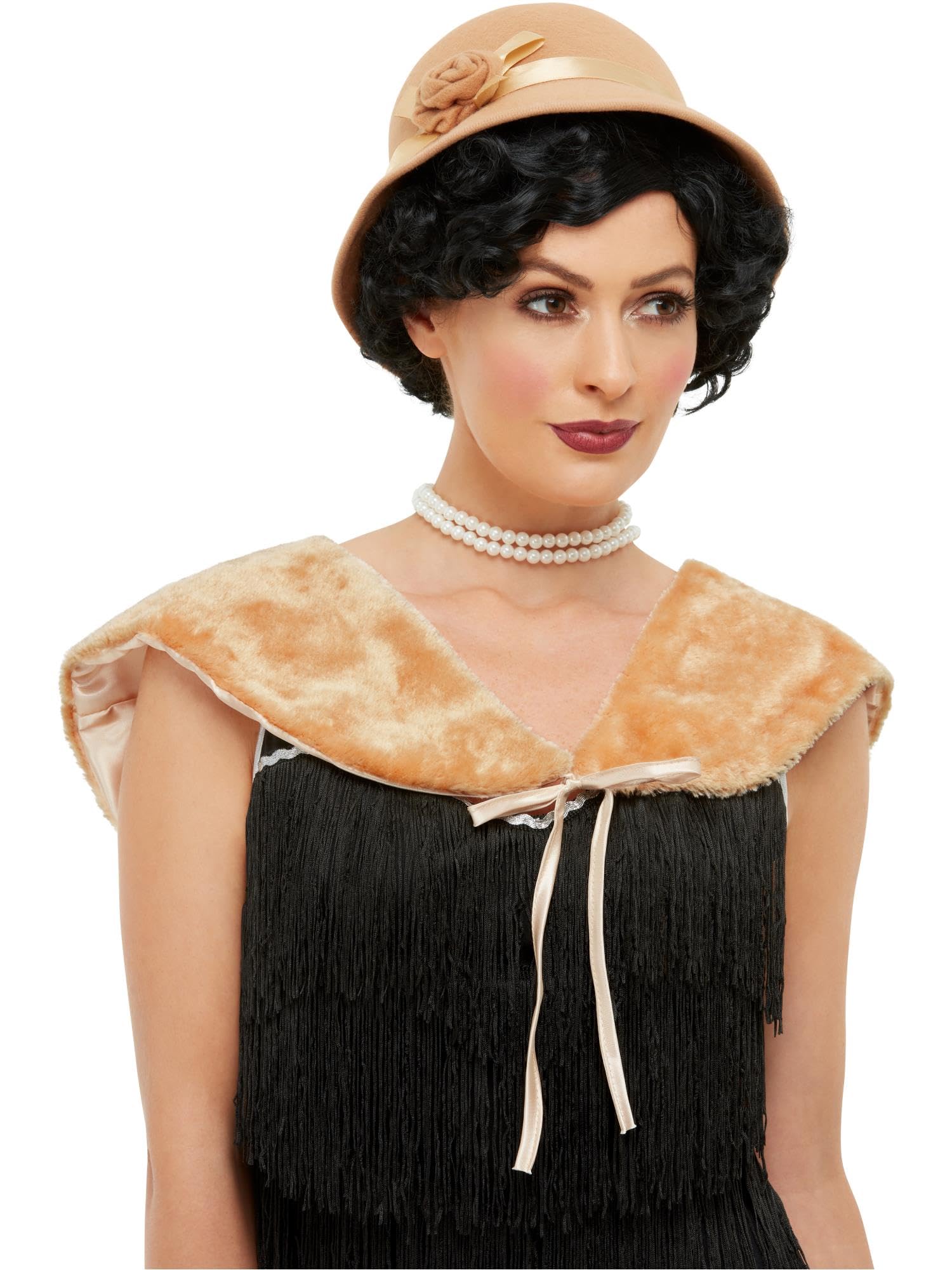 Smiffys 20s Instant Kit with Hat & Faux Fur Stole, 1920's Razzle Fancy Dress, 1920s Dress Up Accessories Halloween