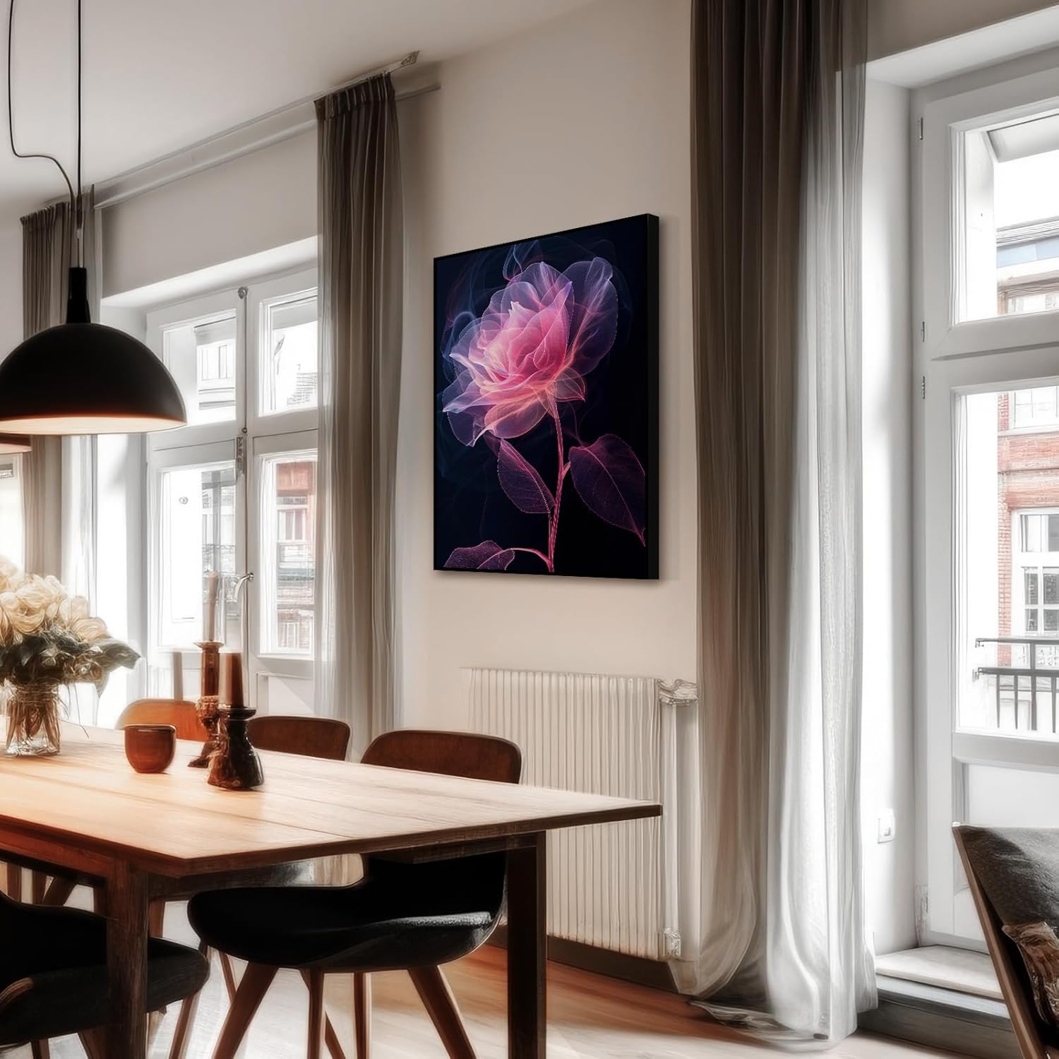 SNAZZIFYLO Rose Painting Wall Art Prints on Canvas, Aluminum Alloy Framed, with Durable Sturdy Backboard, 1-Inch Thickness, 20x30 Inches