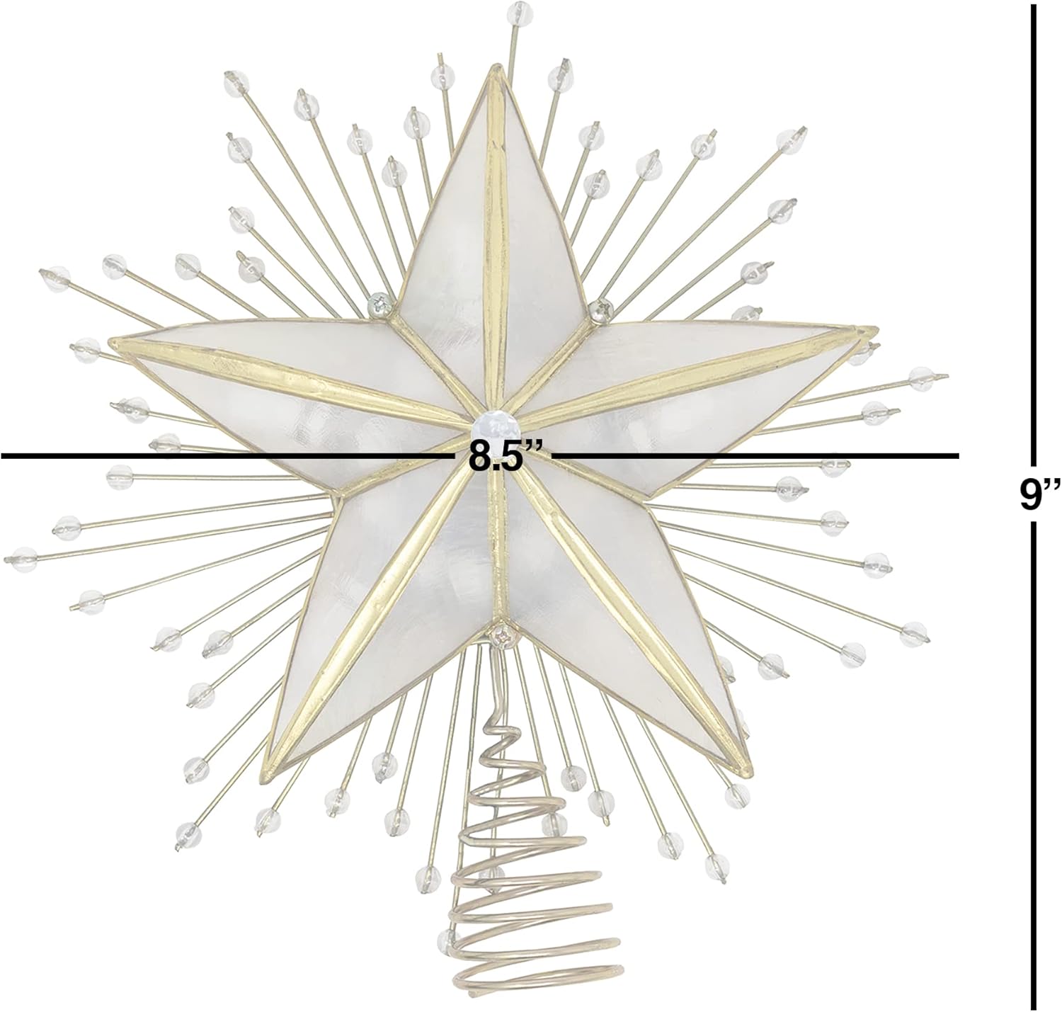 Kurt Adler 10-Inch 5-Point Capiz Star Treetop with Rays and Beads