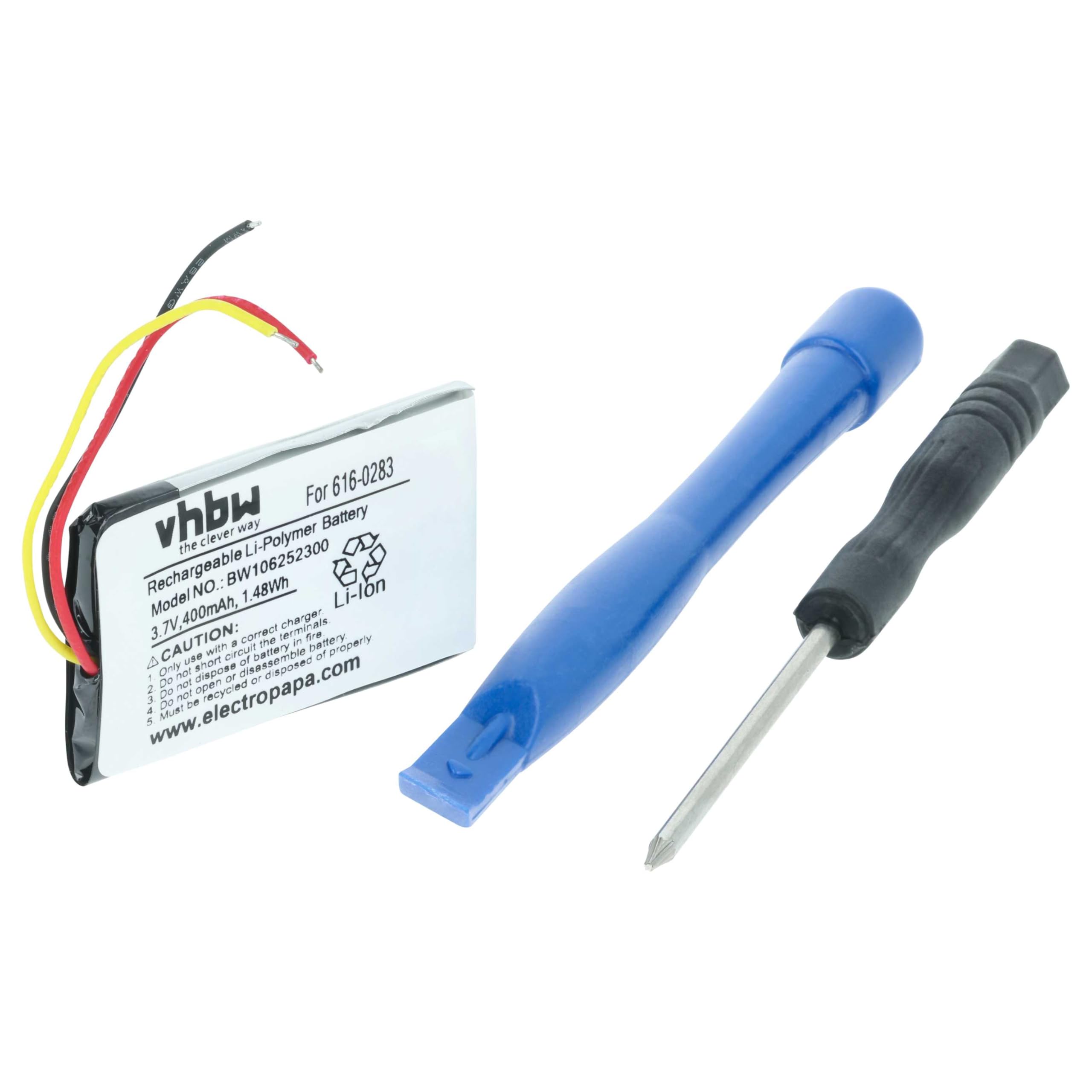 vhbw Akumulator litowo-polimerowy 400 mAh (3,7 V) do odtwarzacza wideo MP3 Apple iPod Nano 1. generacji, MA004LL/A, MA005LL/A, MA099LL/A jak 616-0223, 616-0224.