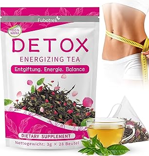 28-Tage Detox Tee zum Abnehmen & Bauchfett verbrennen – Natürliche Kräutermischung mit Grüntee, Brennnessel, Löwenzahn,Ginseng – Fördert Stoffwechsel, reduziert Blähbauch – Vegan & allergenfrei