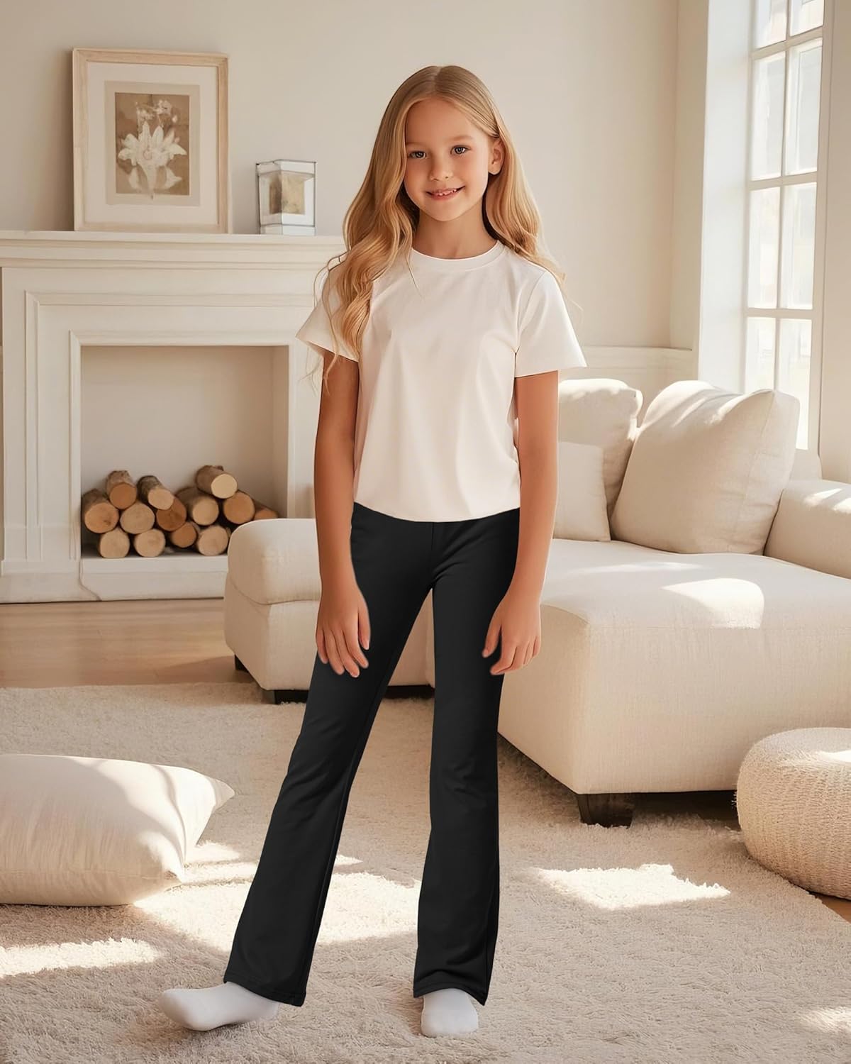 BOOPH Girls Flare Leggings Kids High Waist Bell Bottom Pants Casual Cotton Leggings for Teen Girls - Image 7