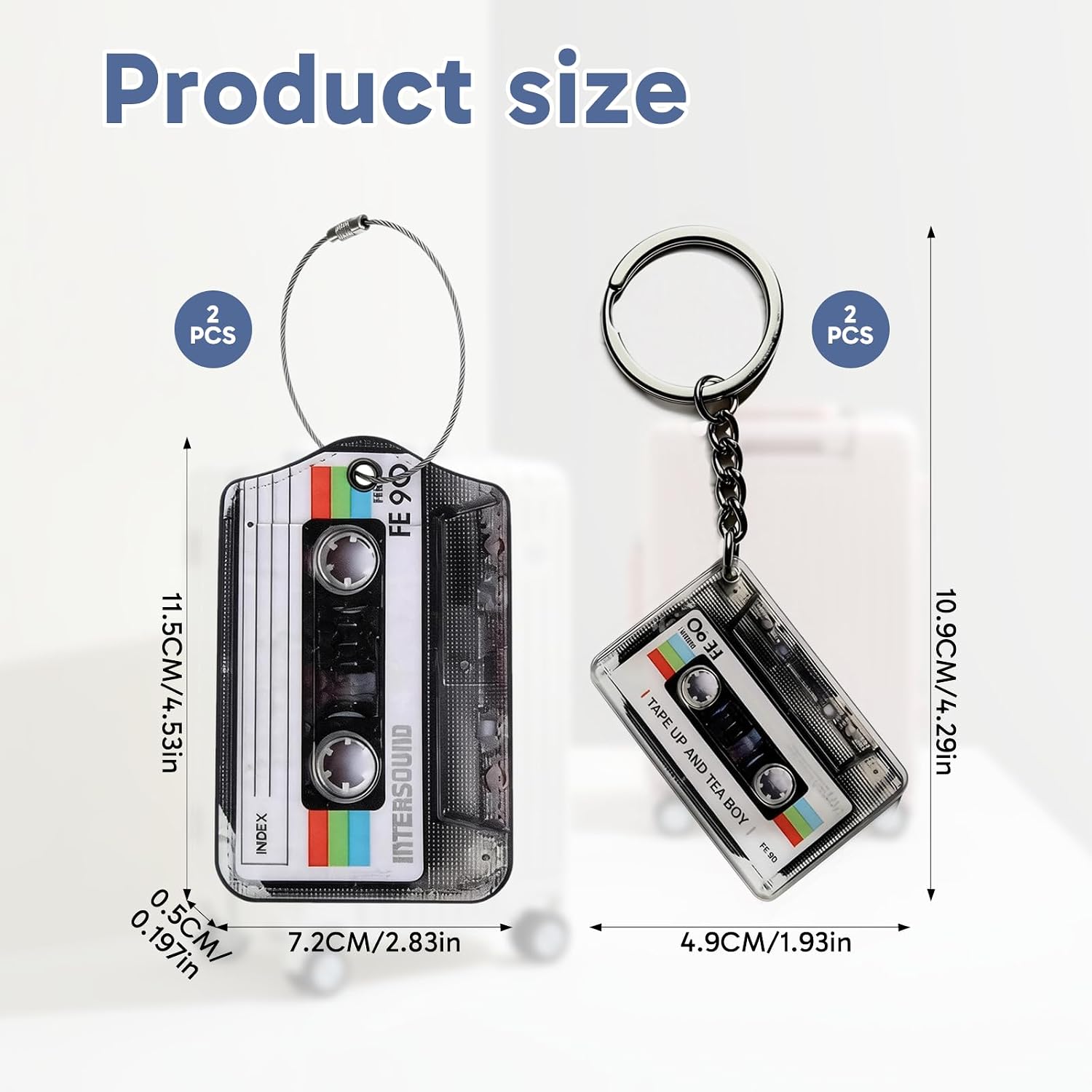 4 Pcs Suitcase Tags Set, 2 Luggage Tags with Boarding Pass Design and 2 Mini Keychains, Practical Travel Accessories for Women and Men