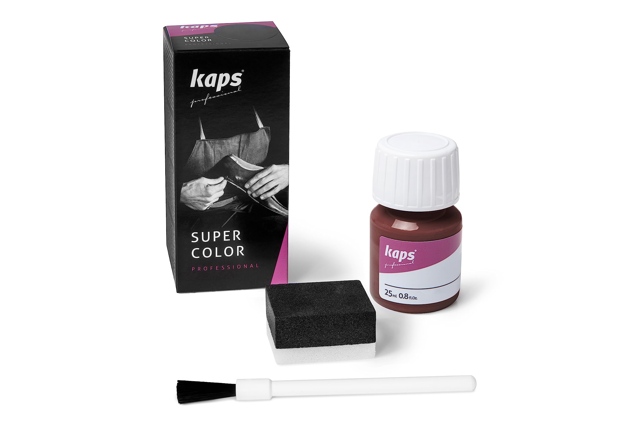 Tinte para Zapatos y Bolsos de Cuero y Textil con Esponja y Brocha, Kaps Super Color, 70 Colores (117 - azul marino) — view 78
