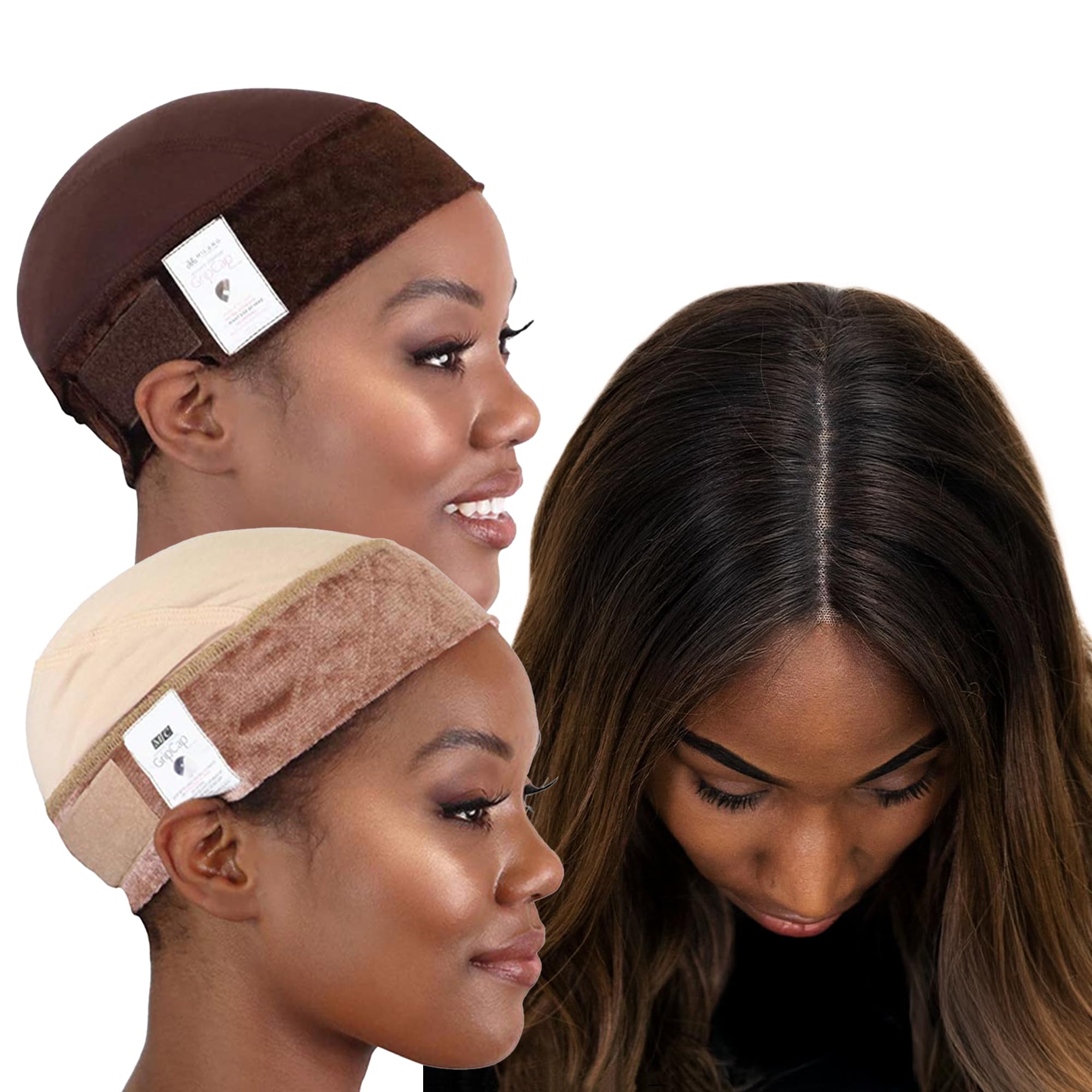 MILANO COLLECTION Wig Grip Cap for Women | Stocking Dome Cap with Built in Elastic Velcro Headband | Non Slip Wig Gripper Accessories for Keeping Wigs Lace Front in Place,