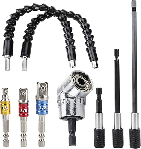 HighFree Barra de extensión, adaptador de zócalo de vástago hexagonal, extensión de broca flexible, broca cuadrada de impacto, soporte para puntas