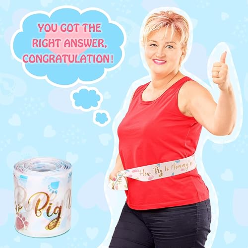 Miniatura 7 de 3 rollos de cinta métrica de vientre para baby shower, juego de medición de vientre, cinta para bebé, suministros de fiesta para mujeres, 2 pulgadas