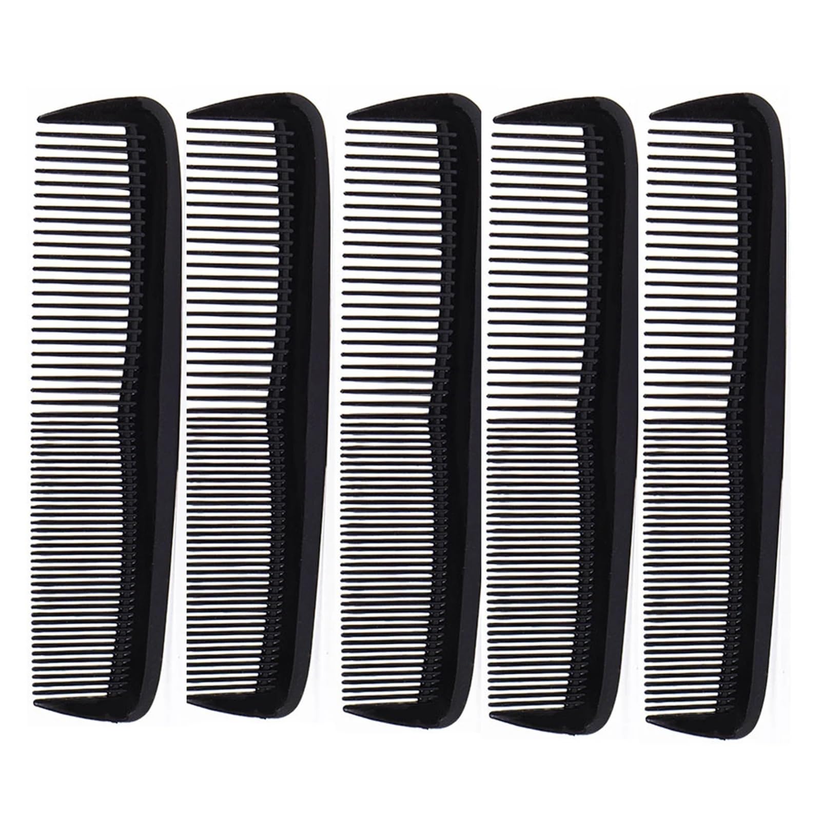 5 Stück schwarzer Haarstylingkamm, feine Zähne, hitzebeständig, doppelköpfig(Black)