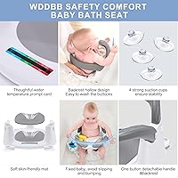 Vista 7 de Asiento de baño para bebés de 6 meses en adelante, silla de baño para niños pequeños estable en 360° con botón de un toque, diseño hueco trasero