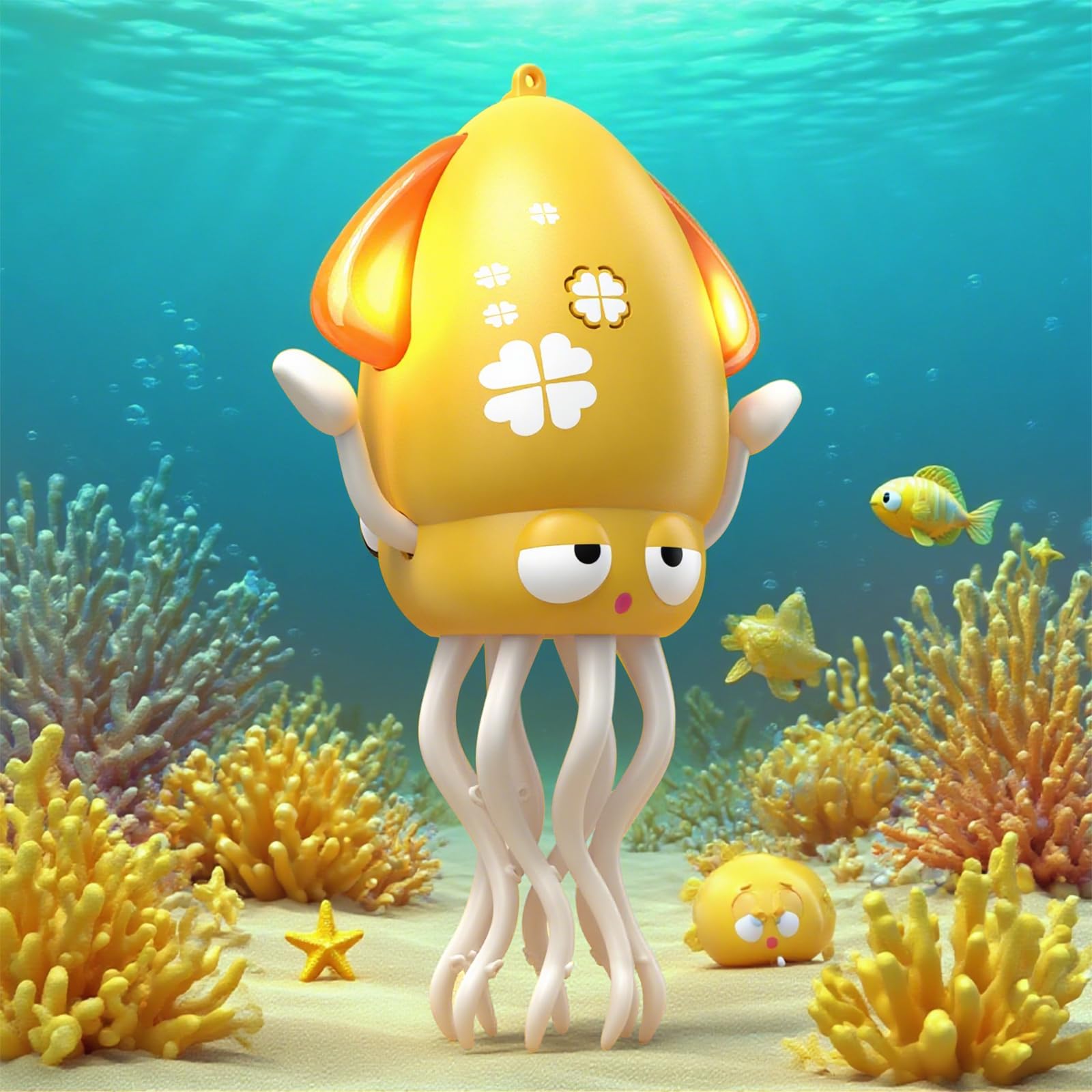 Smalody Smart Dancing Octopus Toy with LED Lights and Music, Rechargeable Interactive Toys for Kids with Obstacle Avoidance Function, Christmas Birthdays (Yellow)