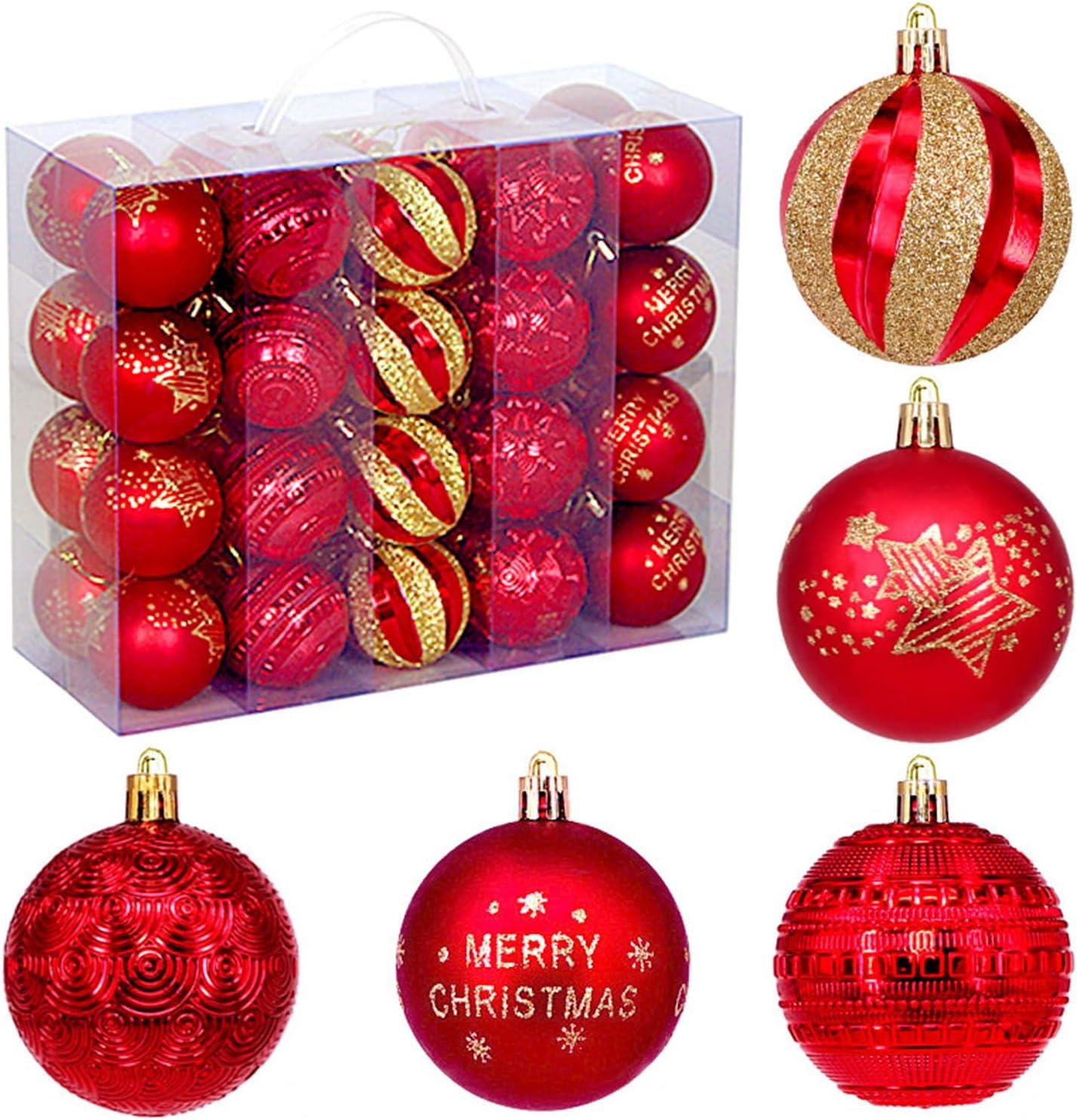 Beauenty 6CM 40PCS Christmas Ball Decoration Set. Christmas Tree Decoration Kit. Shatterproof Christmas Ornaments Baubles Suit. Suitable for Decorating Indoor, Outdoor, and Christmas Trees (F)