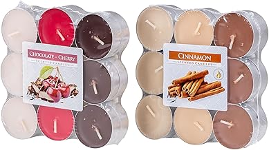 36 Candles Christmas Fragrance 2 x 18 Pieces Scented Tea Lights Scented Candles Advent Christmas Table Decoration Candlelight Chocolate Cherry Cinnamon Christmas Xmas