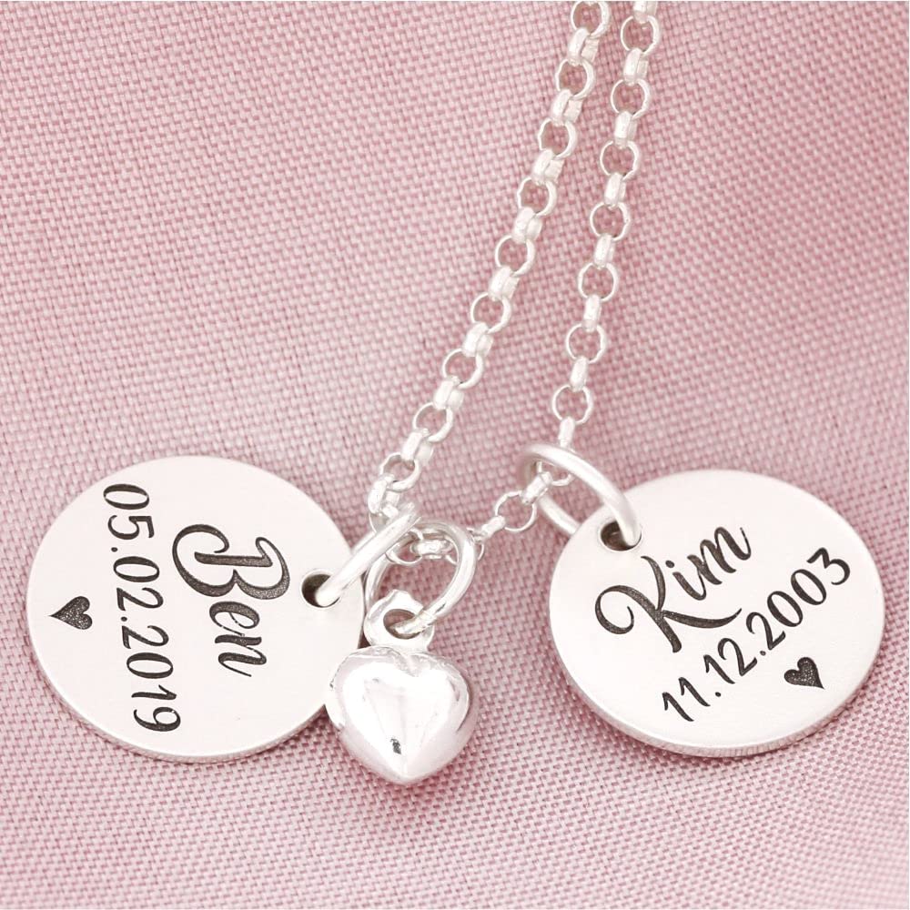 Namenskette 925 Silber Silberkette mit Namen Zwillinge Echtschmuck Kette mit Gravur Geburt personalisiert Geschwister Familie Schmuck| HANDMADE IN GERMANY