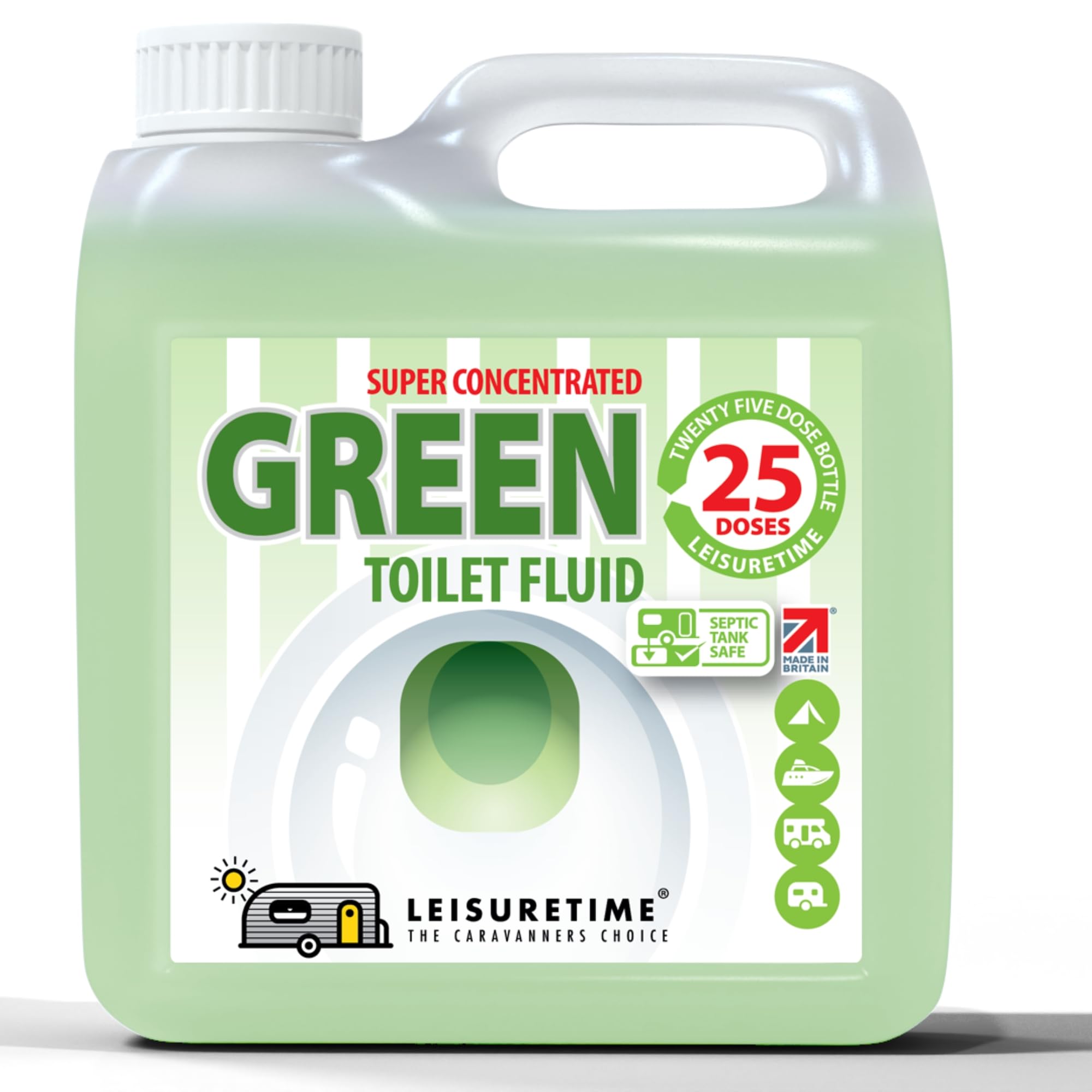Concentrated Green 2in1 Waste and Rinse, 25 Treatments - Formaldehyde Free, Septic Tank Safe Toilet Cleaner Liquid for Cassette, Motorhome and Portable Toilets - Caravan Toilet Chemicals
