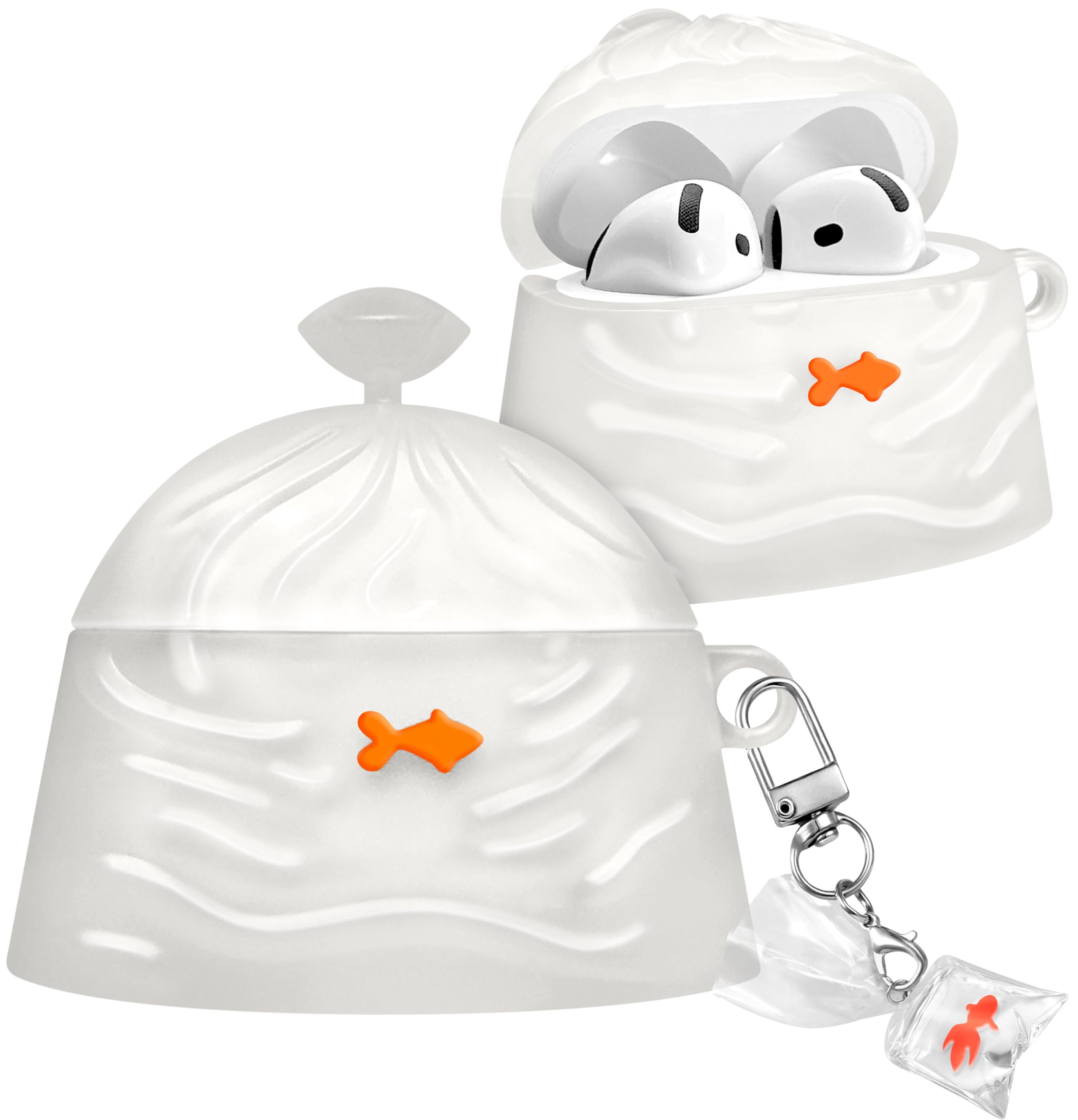 Boaretiu for Airpods 4th 2024 Case Cute Cartoon Kawaii - with Keychain Funny Design Cover Shell for Girls Teens Women Cases for Air Pods 4th, Fish