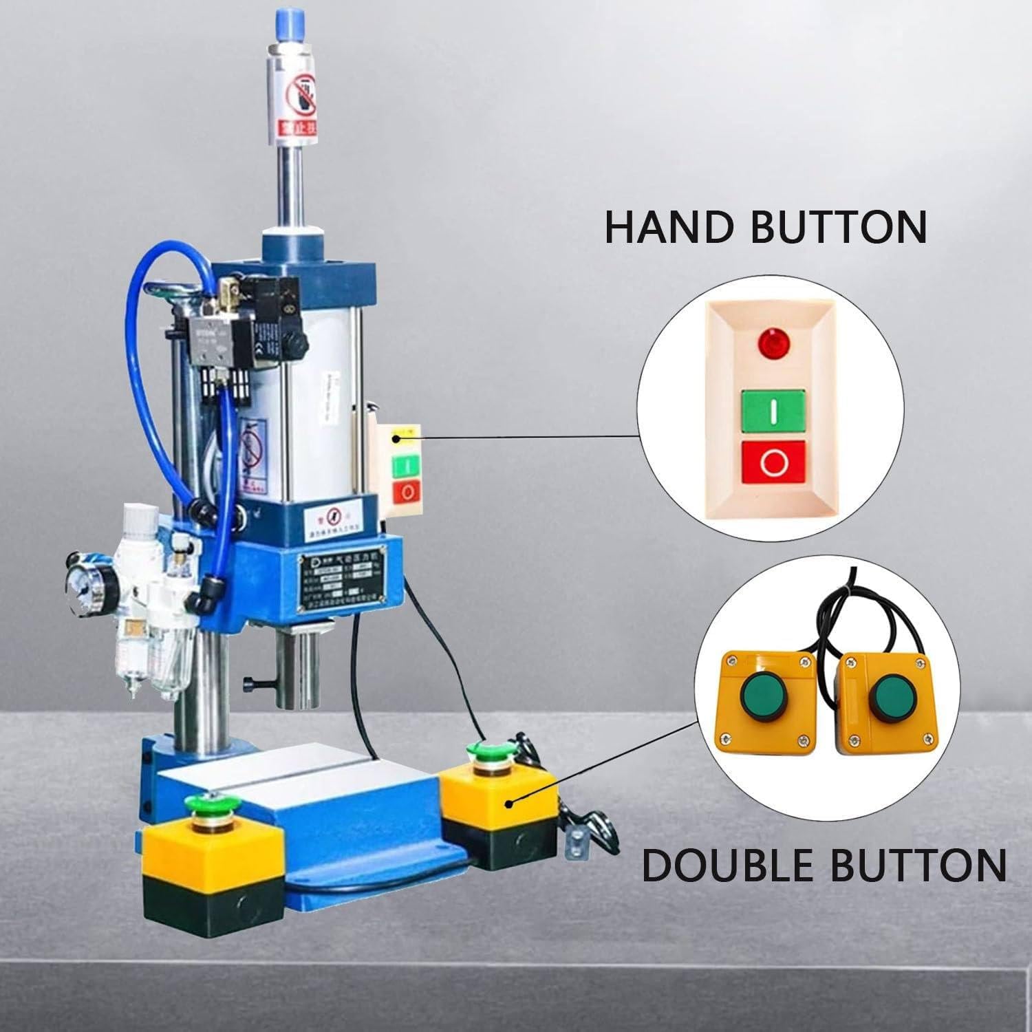 Punzonatrice pneumatica verticale da 200 kg/300 kg, rivettatrice ad alta precisione con 2 pulsanti o pedale