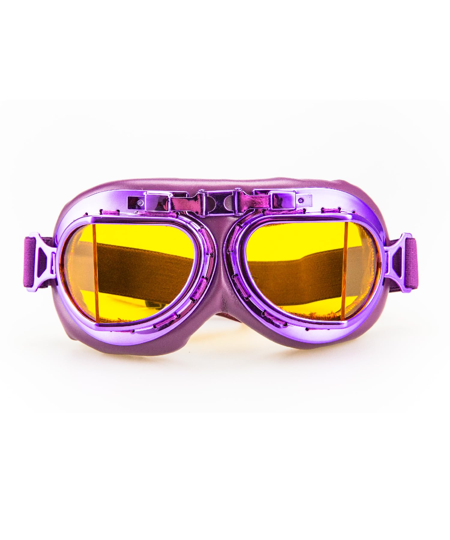 CRG Sports Vintage Aviator Pilot Style Motorcycle Cruiser Scooter Goggle T08 T08ZYZ - Parent (Purple frame Yellow lens)