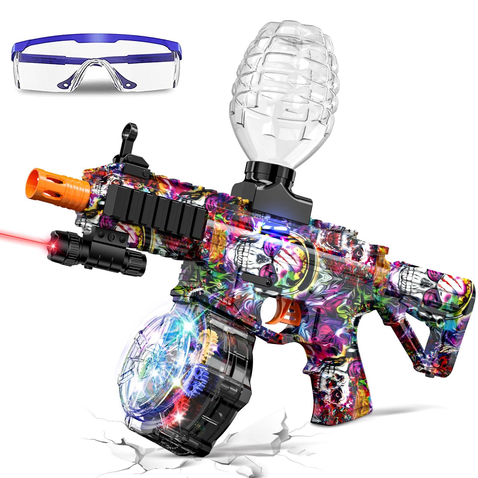 Anstoy Electric Gel Ball Blaster, Automatic Splat Gun Glowing in Dark with Glasses,Up to 166 FPS Orby Gun for Christmas Party,Gifts for Adults Ages 14+(Purple)