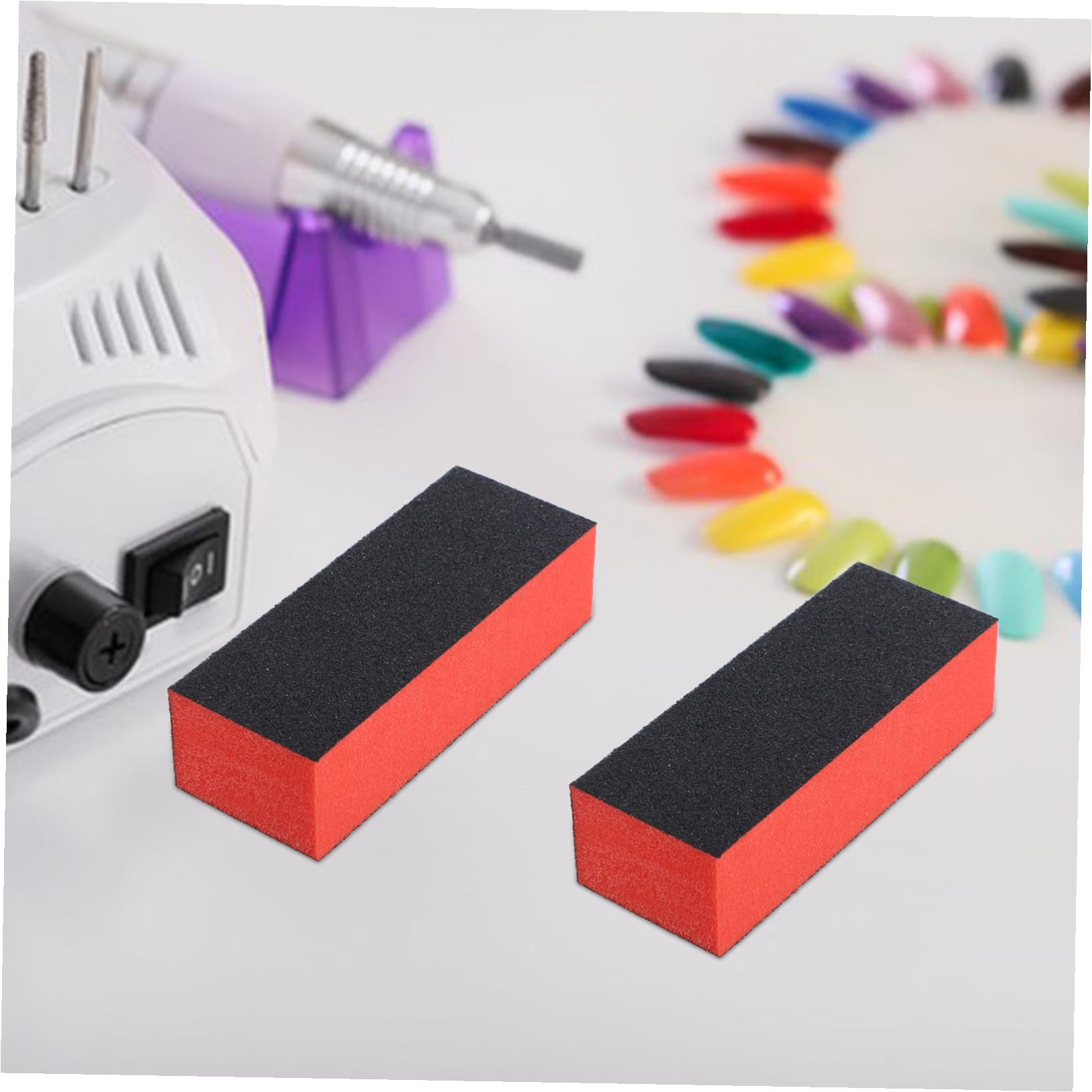 Polierblock und Schwamm Nagelfeile Orangefarbener Polieren mit 3-seitigem Design 60 und 80 Körnung Stabilem Kunststoff für Fingernägel für Professionelle Maniküre und Pediküre