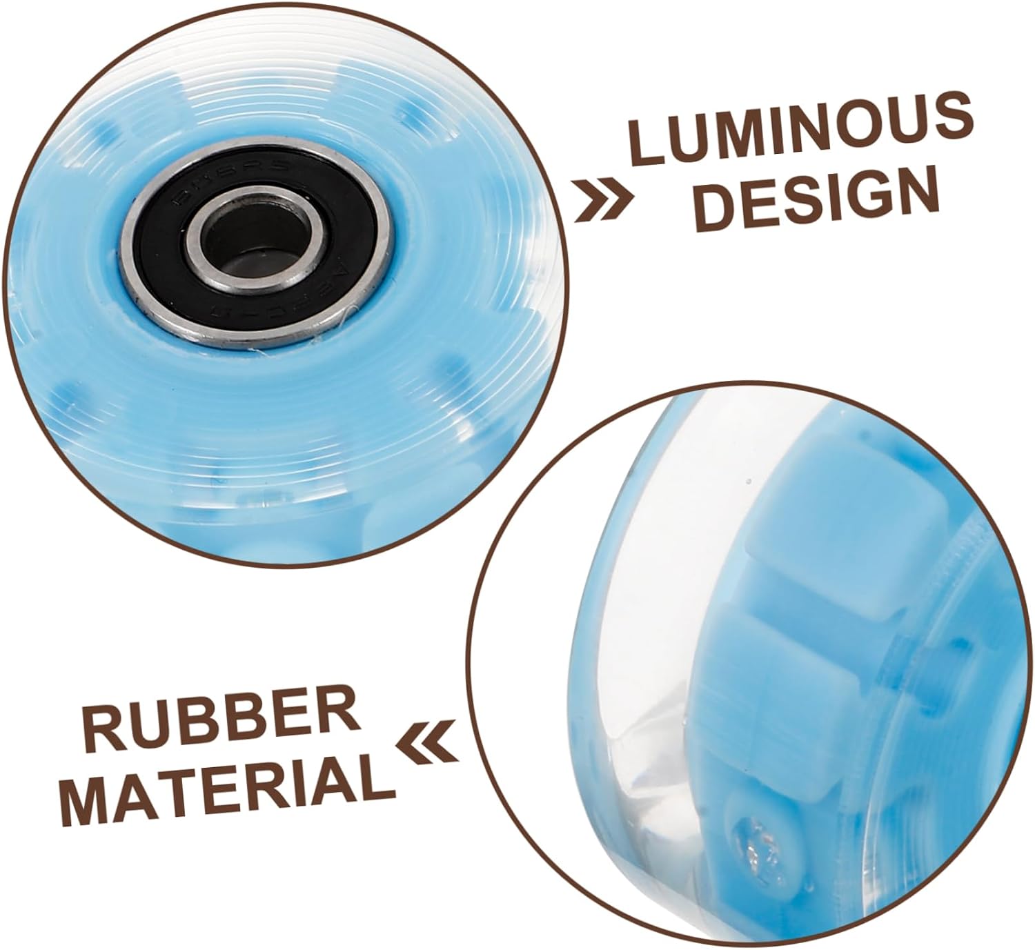 BESPORTBLE 4pcs Flashing Roller Skate Wheels with Built LED Lights High Elasticity Skating Accessories for Smooth Gliding and Safety at Night