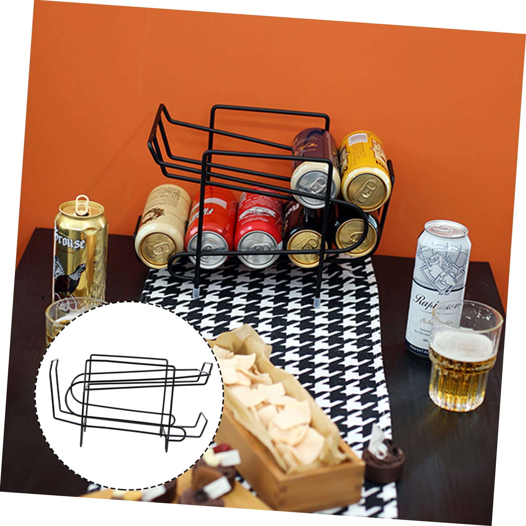 ABOOFAN Distributore Di Lattine Di Soda Per Frigorifero Organizer Per Frigorifero Porta Lattine A Doppio Scaffale Per La Cucina Nero