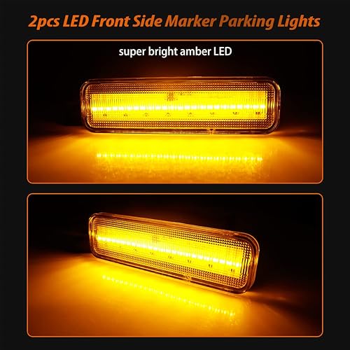 Vista 5 de ADIIL Luces LED ámbar de lente transparente para marcadores laterales del parachoques delantero compatibles con Chevrolet El Camino GMC Caballero