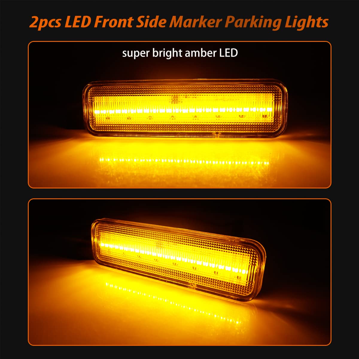 Amazon.com: ADIIL Clear Lens Amber LED Front Bumper Side